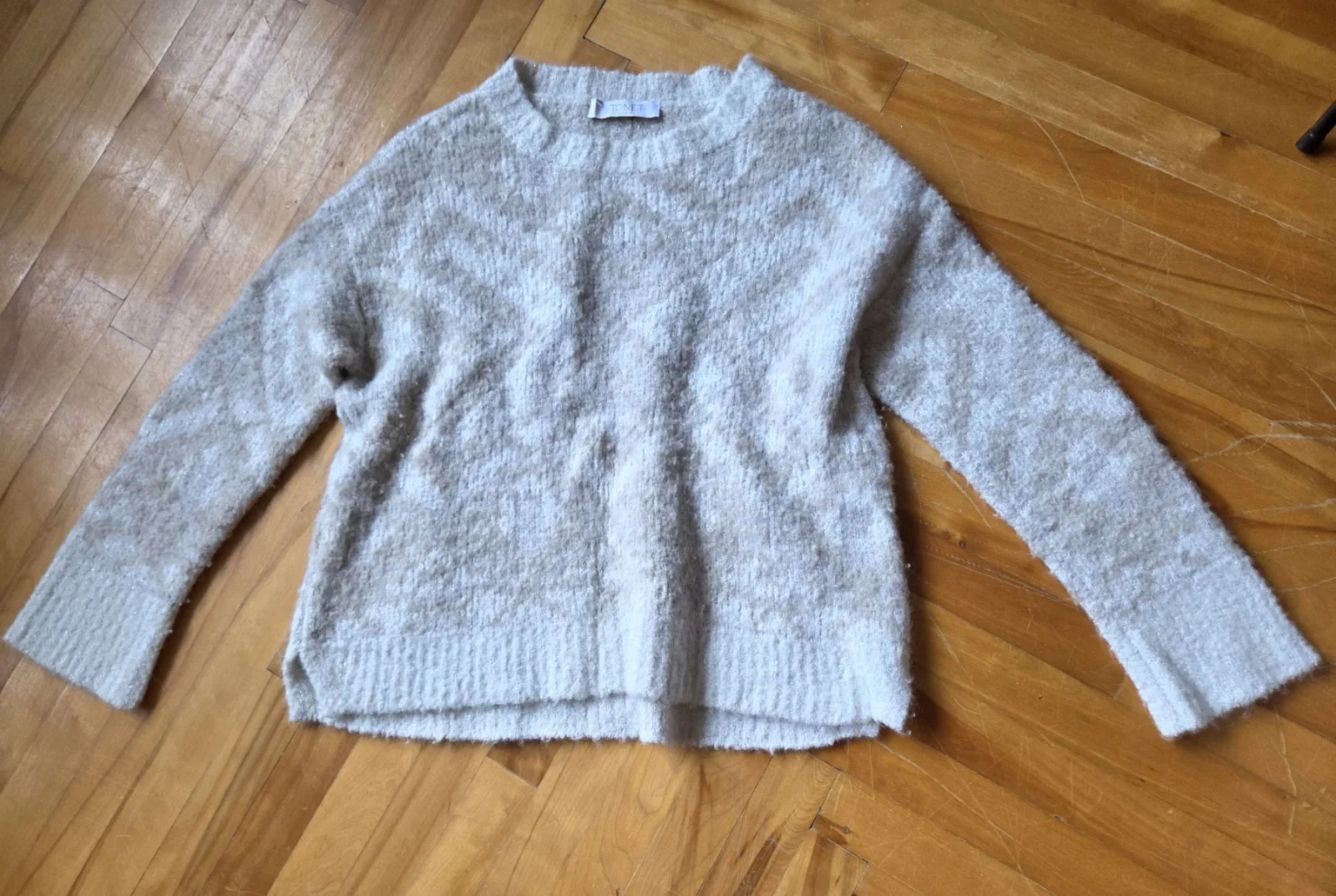 Image for Stylish Tonet jumper in taupe and cream, made from a blend of alpaca