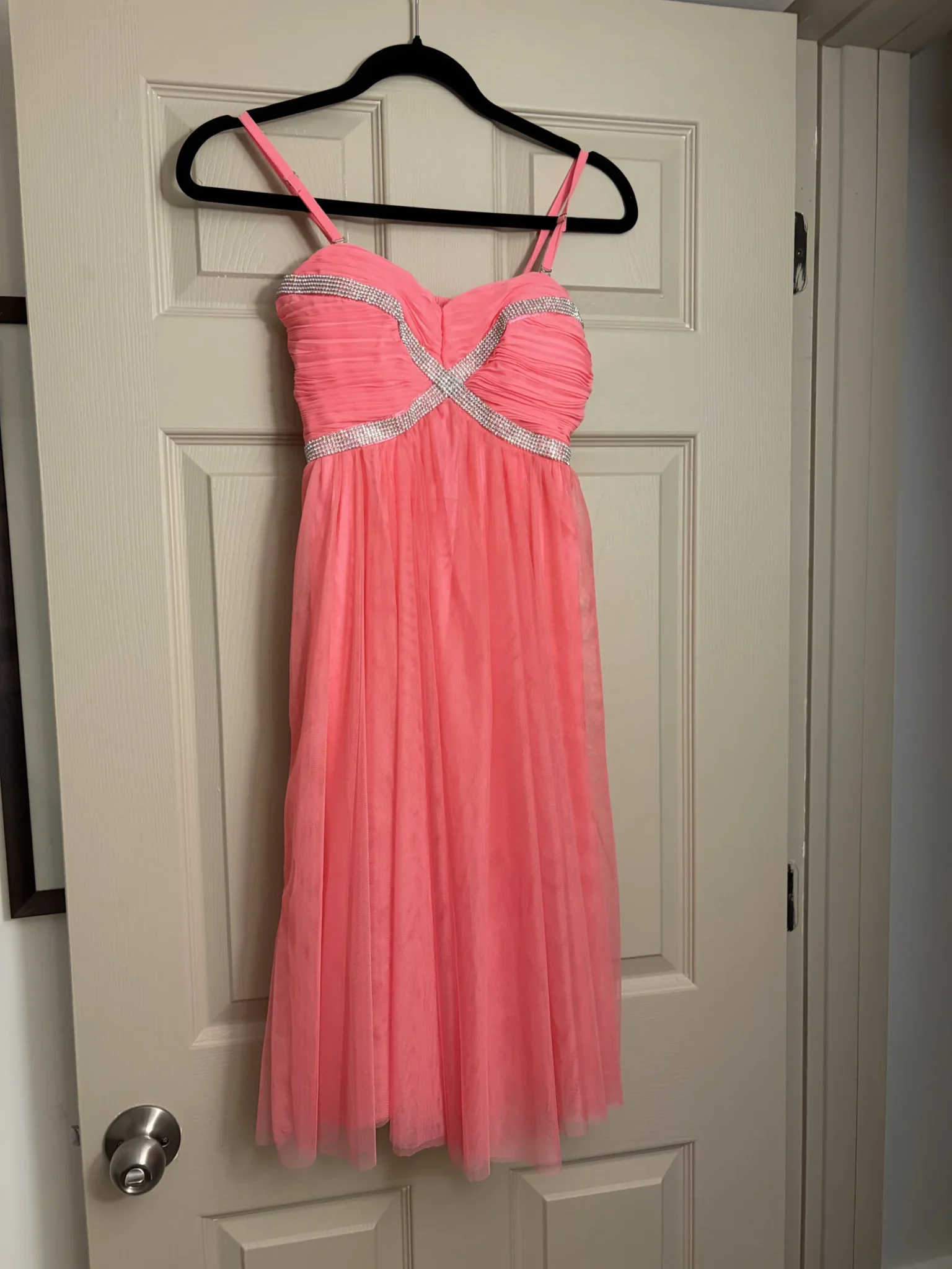 Featured image for Robe de soirée Rose Corail en Tulle strass / NEUVE