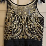 Thumbnail for Robe de soirée Noire et Dorée strass perles