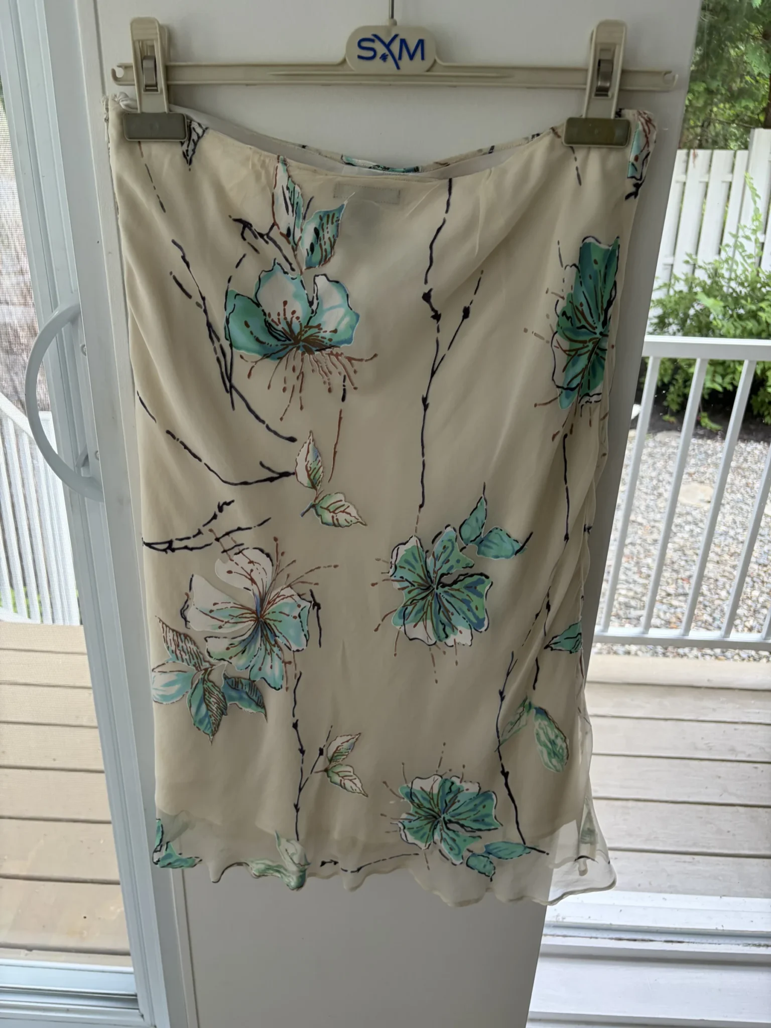 Featured image for Jupe Midi Fluide en Mousseline Motif Floral Turquoise