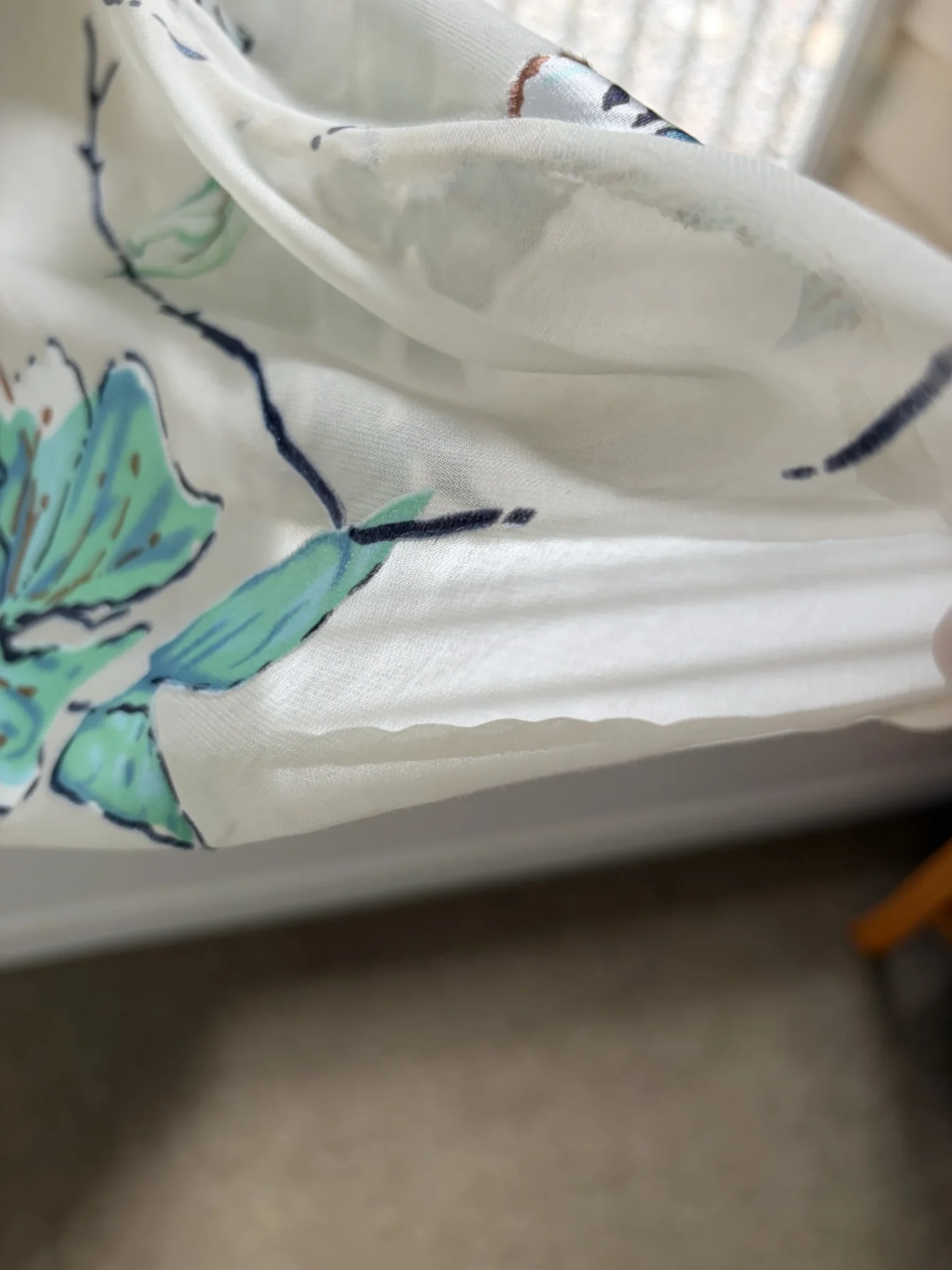 Image for Jupe Midi Fluide en Mousseline Motif Floral Turquoise