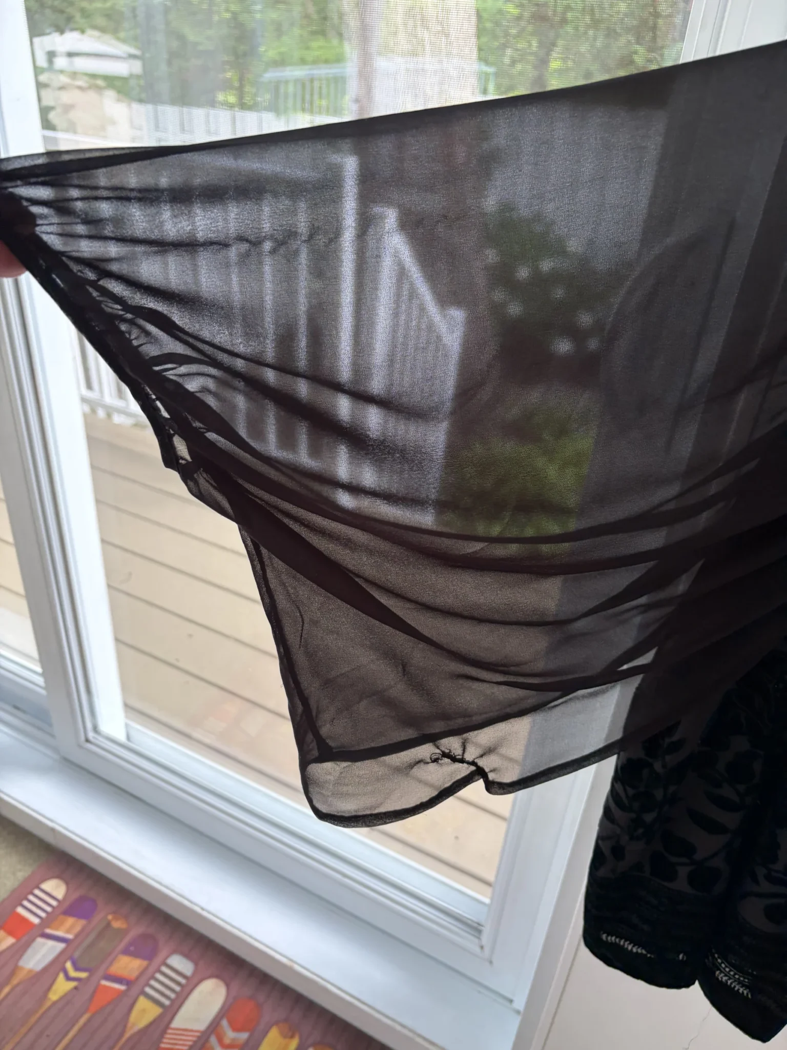 Image for Blouse Noire Velours Brodé Manches Transparentes