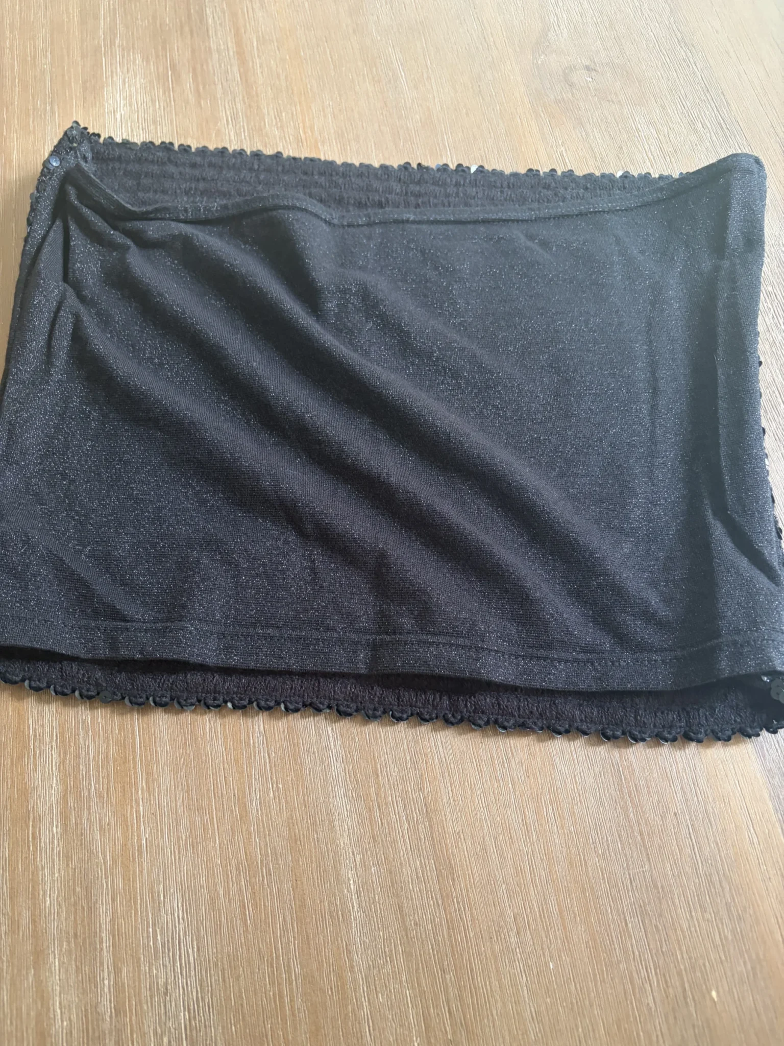 Image for Top Bustier Bandeau Tube à Paillettes Paillettes Noires – Neuf 38/40