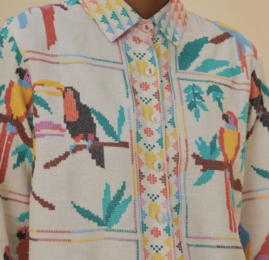 Image for Embroidered linen blouse