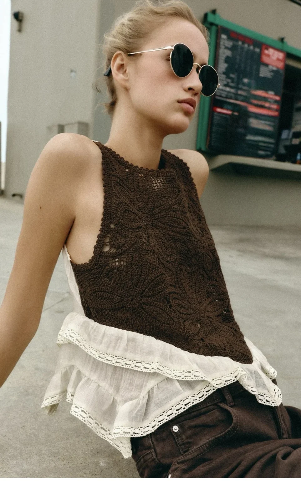 Image for Top bimatière crochet - Zara - xsmall