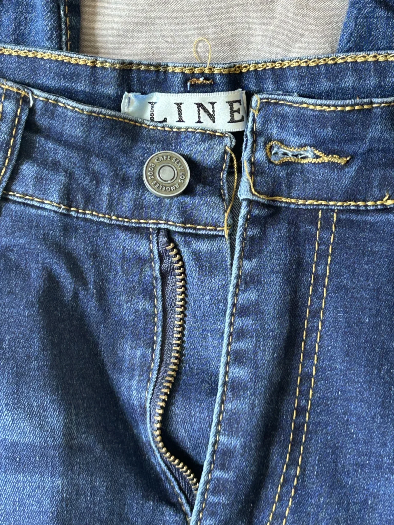 Image for Dark Blue High-Waisted Skinny Jeans – LINE brand – Size 9/10