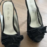 Thumbnail for Sandales talons hauts suède noir à noeud Bizz Girl – Taille 9