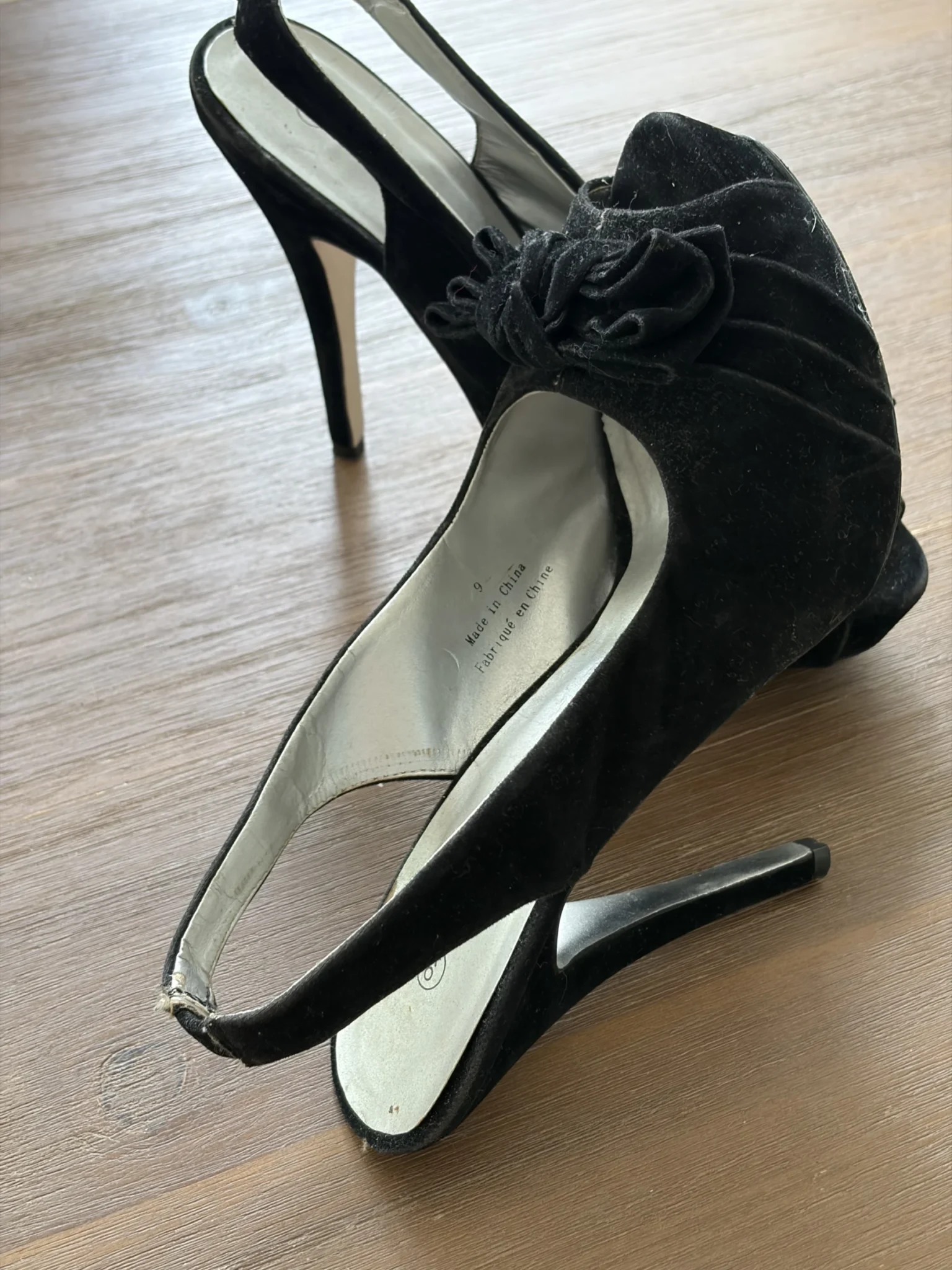 Image for Sandales talons hauts suède noir à noeud Bizz Girl – Taille 9