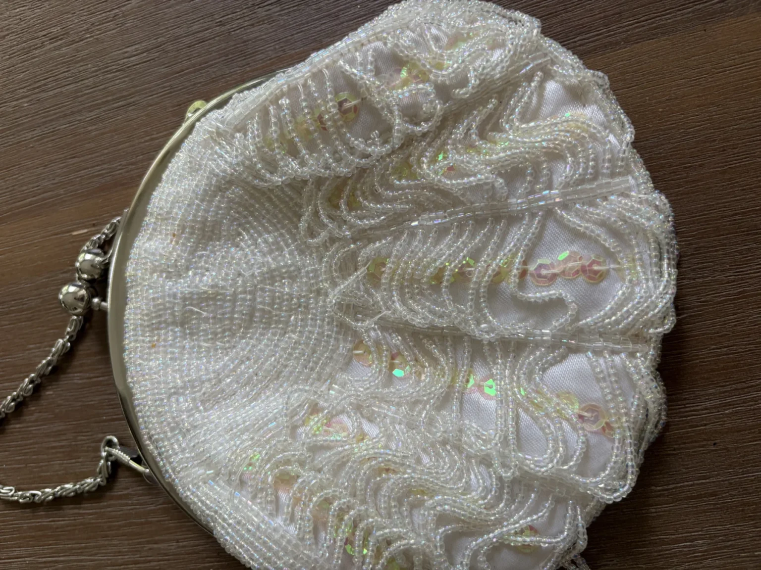 Image for Pochette de Soirée Perlée Coquillage Blanc