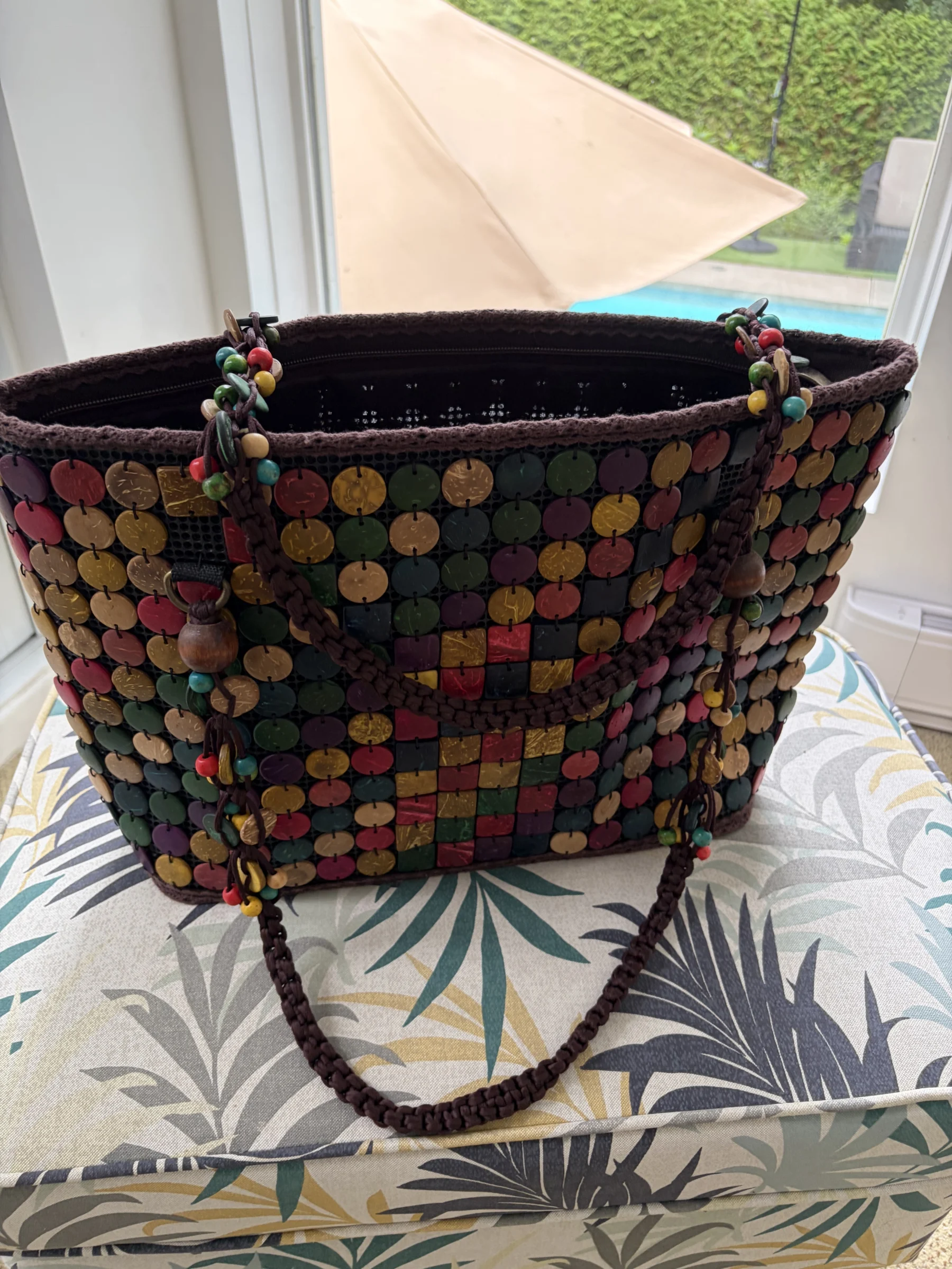 Grand Sac Cabas Bohème Pastilles en Bois *Autre seconde main