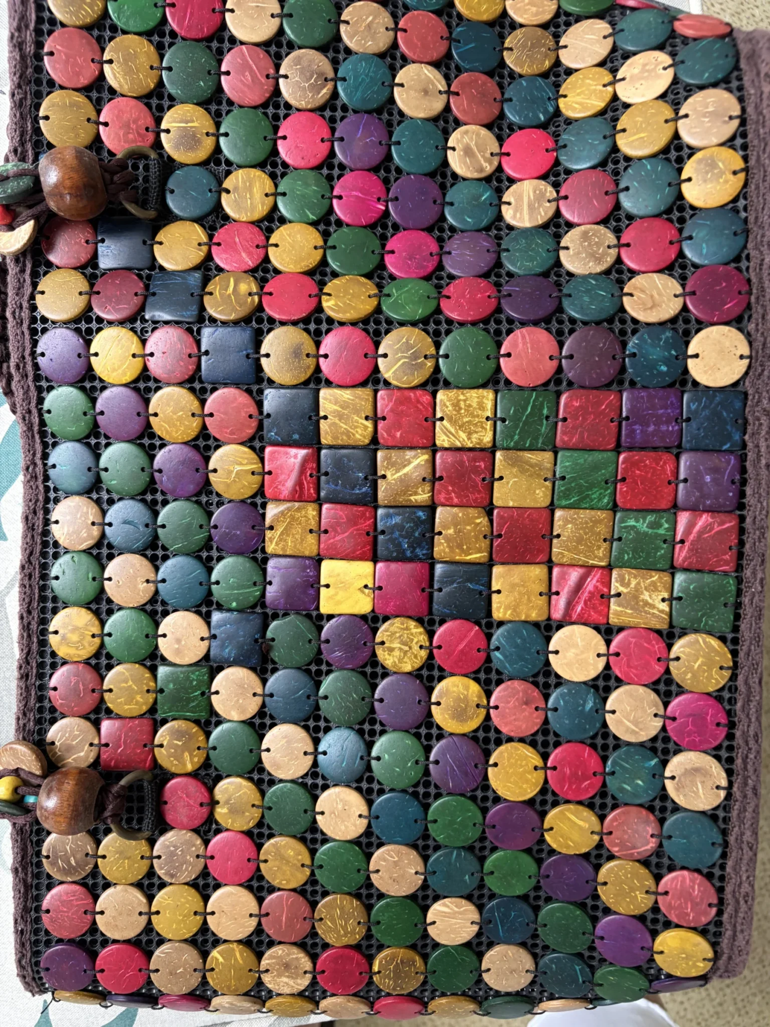 Image for Grand Sac Cabas Bohème Pastilles en Bois