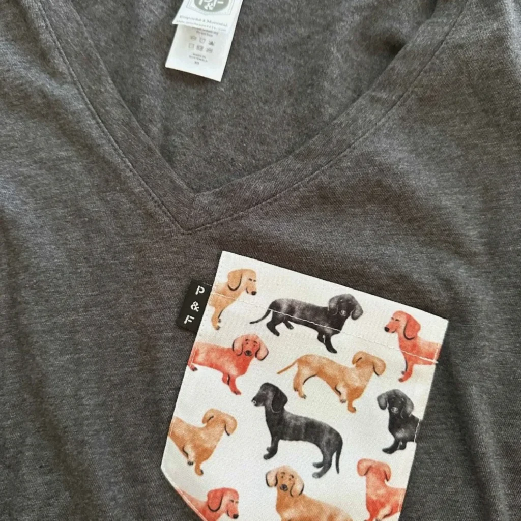 Image for T-shirt by the Quebec-based brand Poche&Fils, featuring a dog design