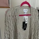 Thumbnail for Veste longue maillée beige-gris Joseph Ribkoff