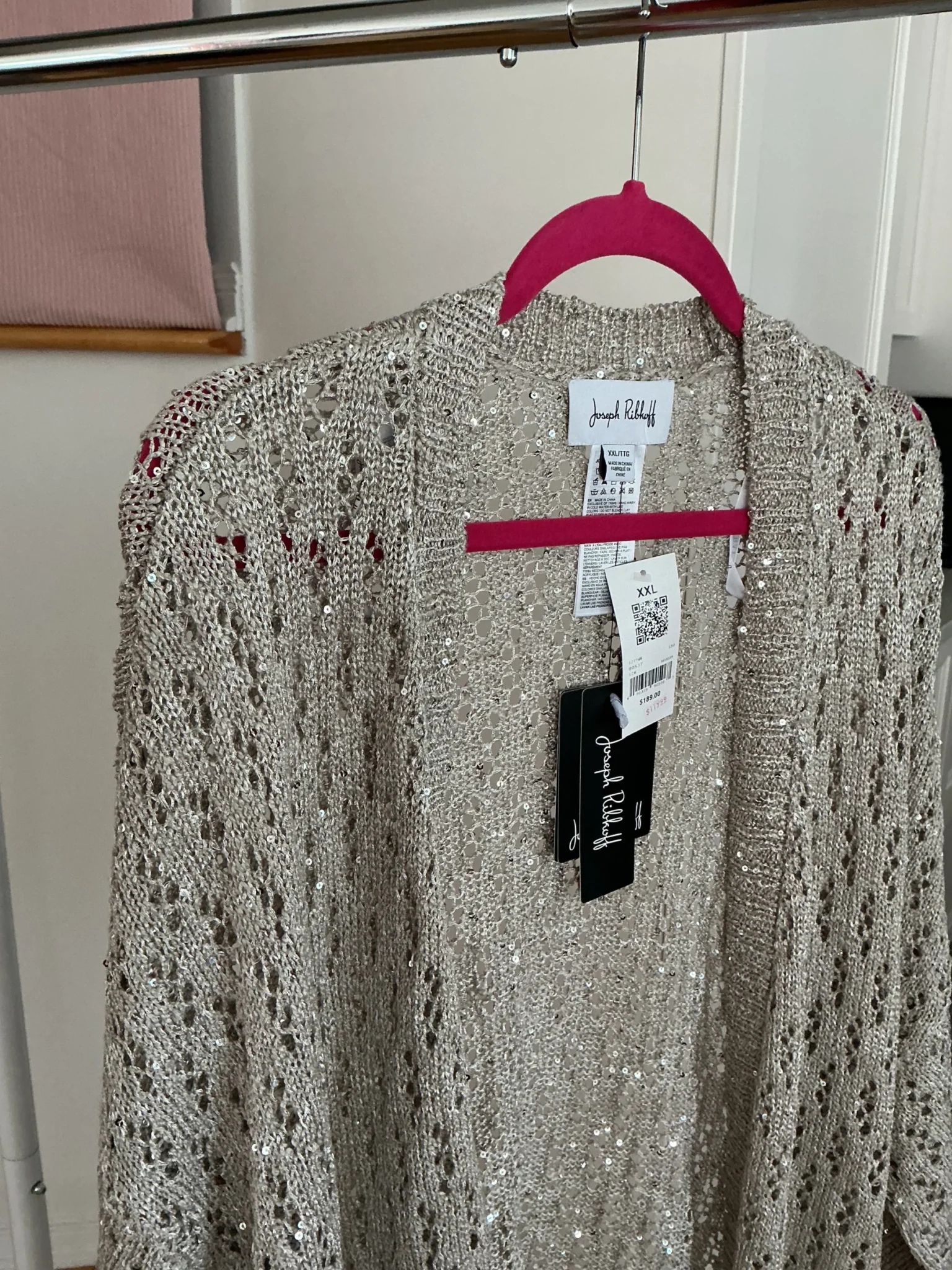 Image for Veste longue maillée beige-gris Joseph Ribkoff