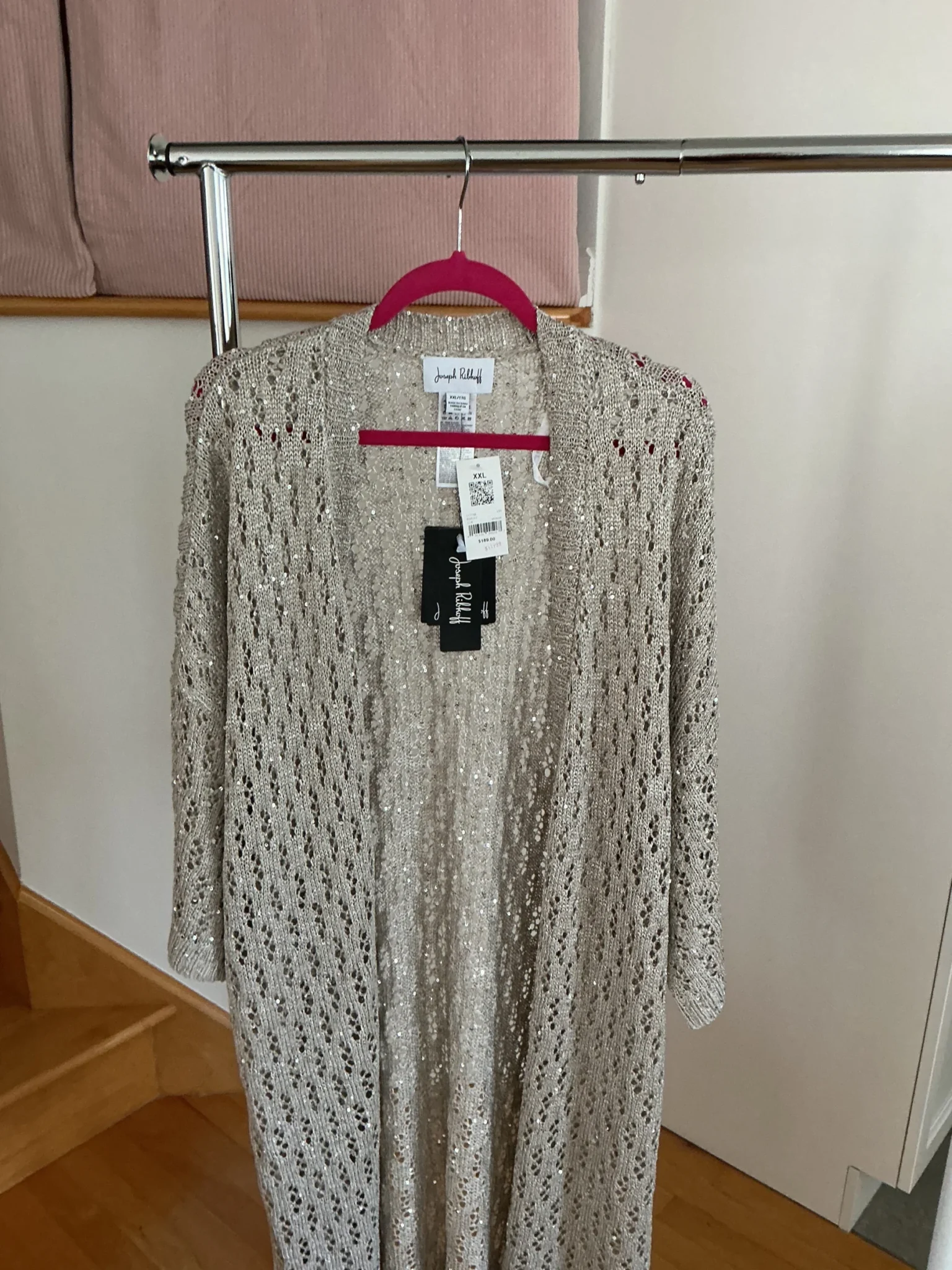 Image for Veste longue maillée beige-gris Joseph Ribkoff