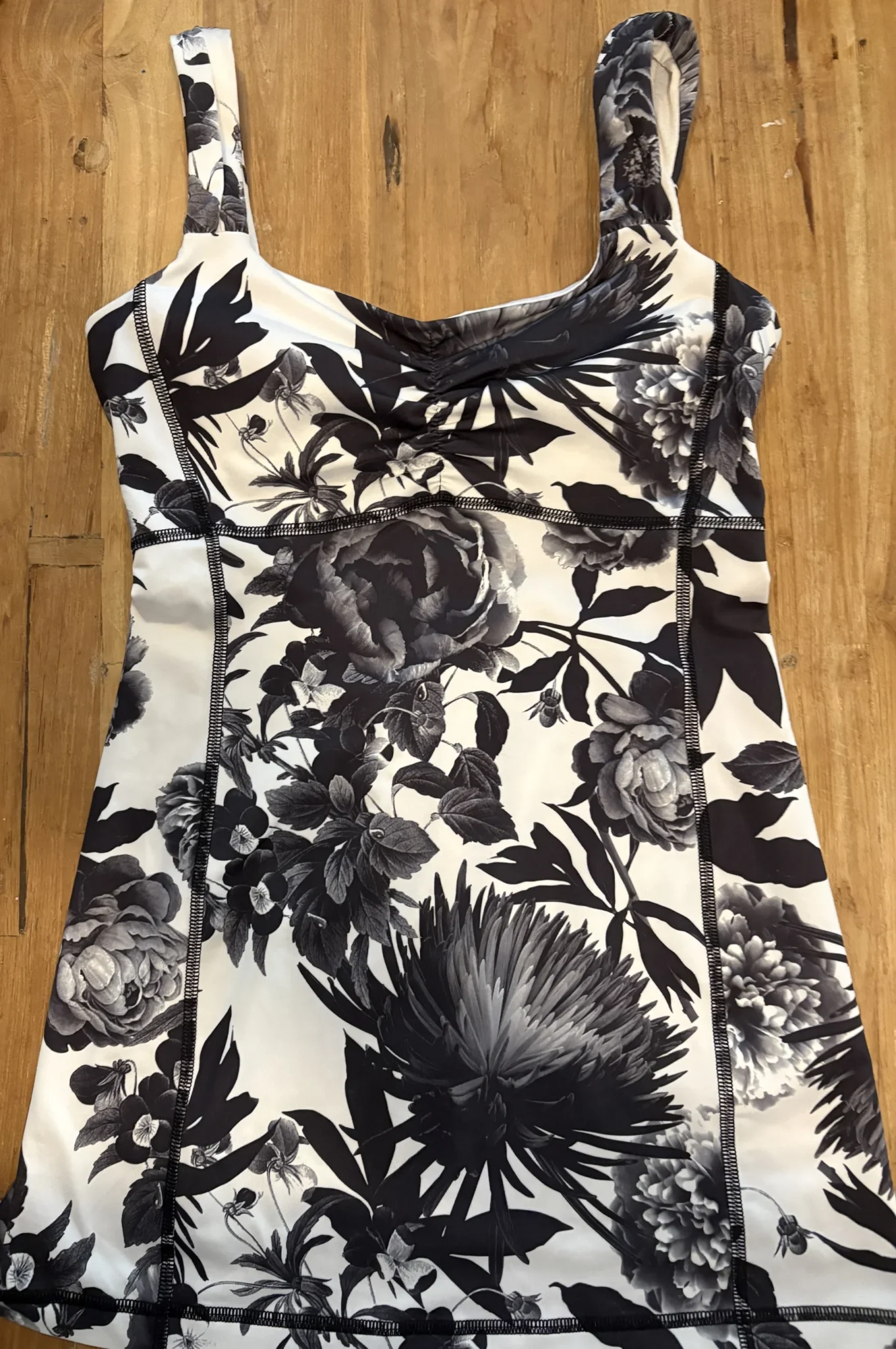 Featured image for Lululemon – black, white and grey floral top