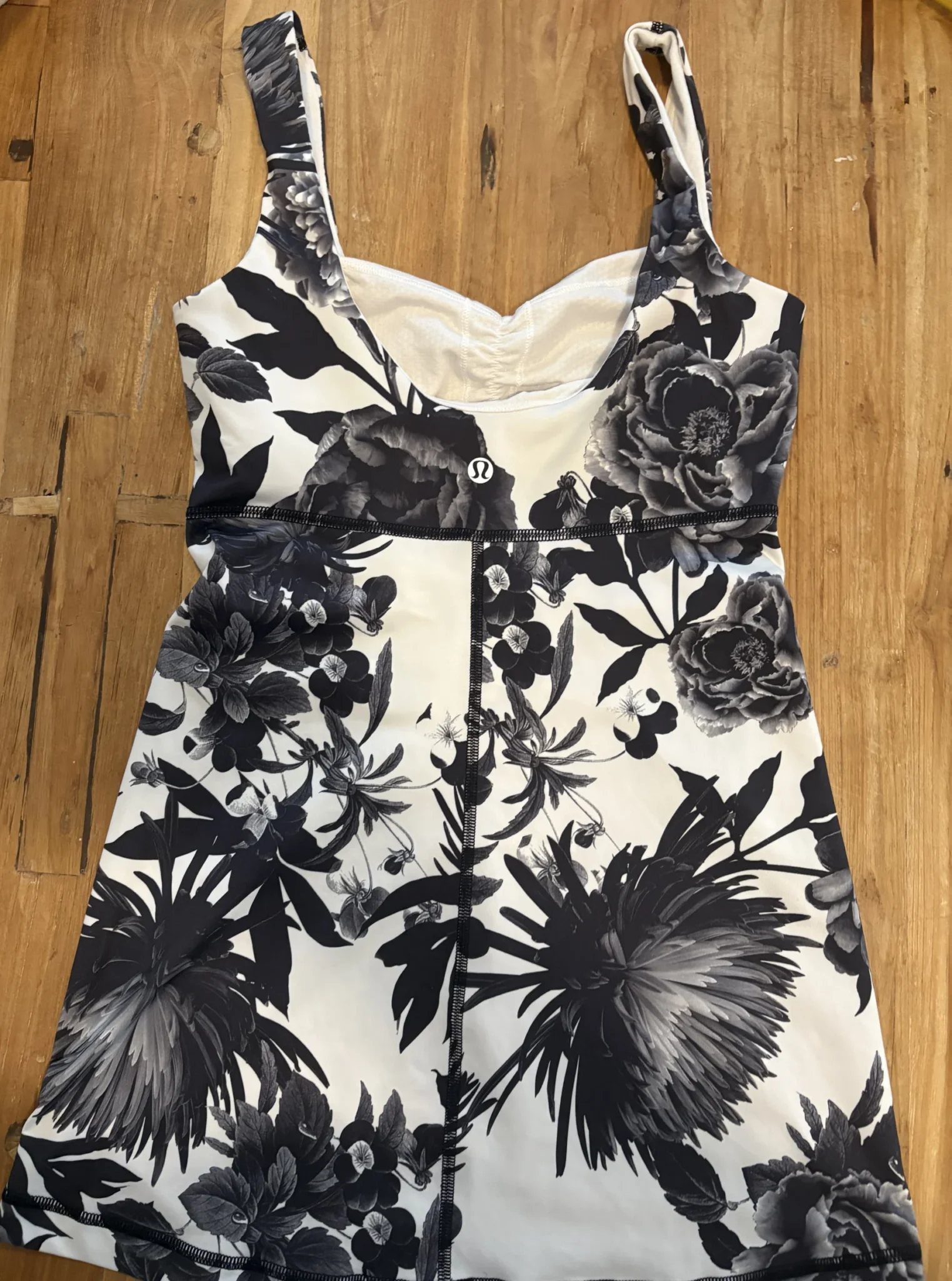 Image for Lululemon – black, white and grey floral top