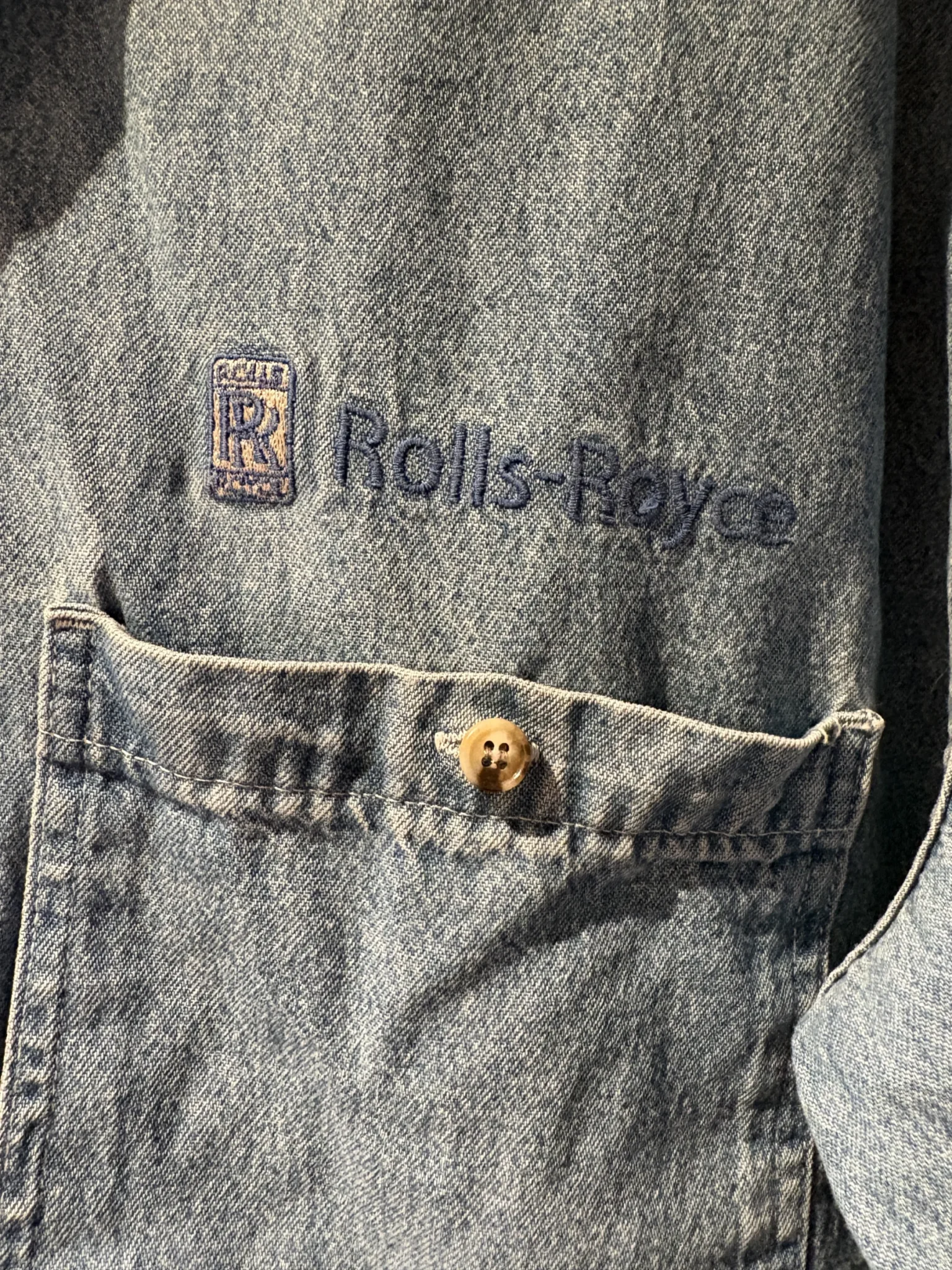 Image for Rolls-Royce – Embroidered denim shirt – Size G/L – Vintage