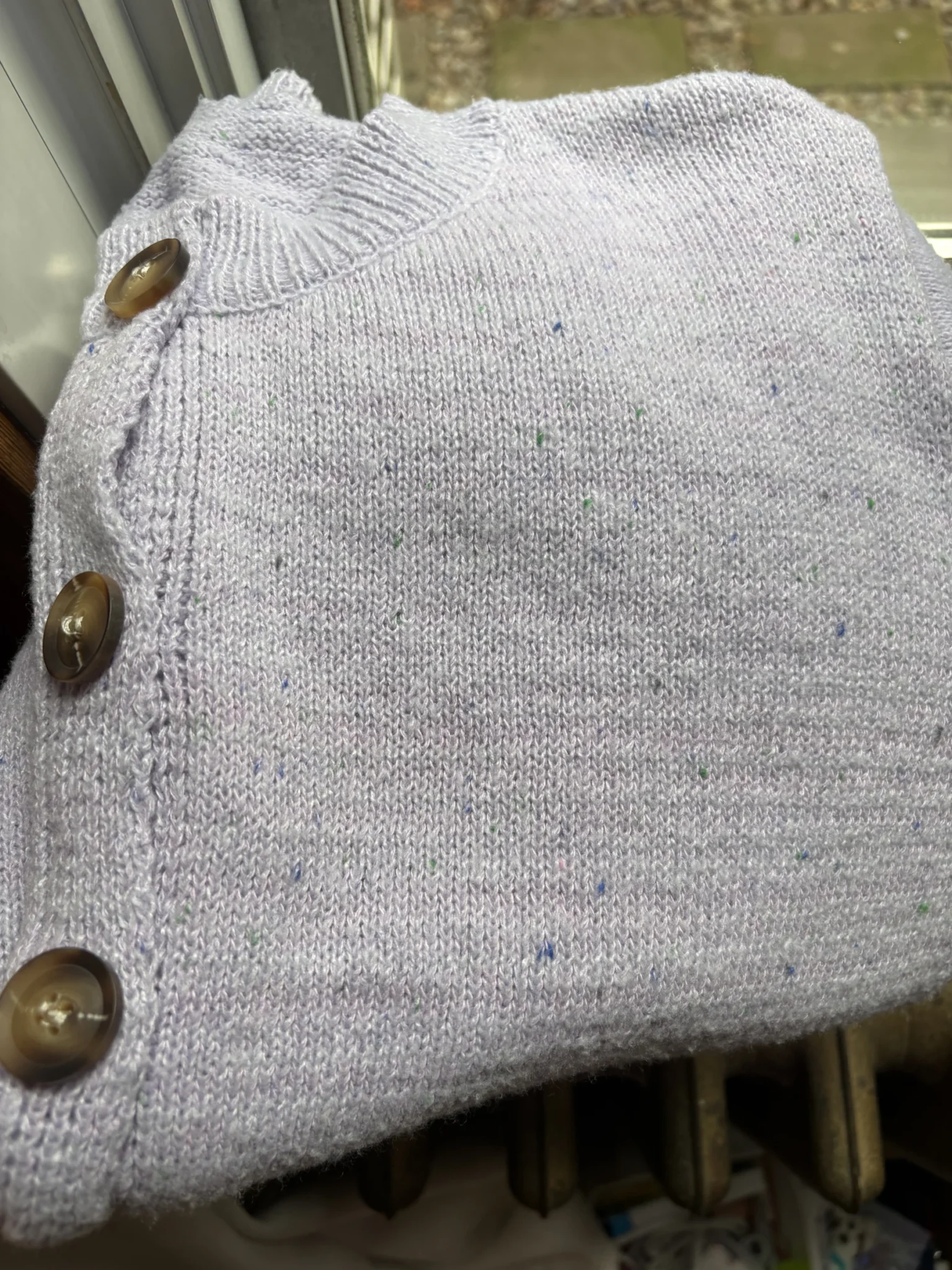 Image for Light mauve marled and speckled cardigan – Size L