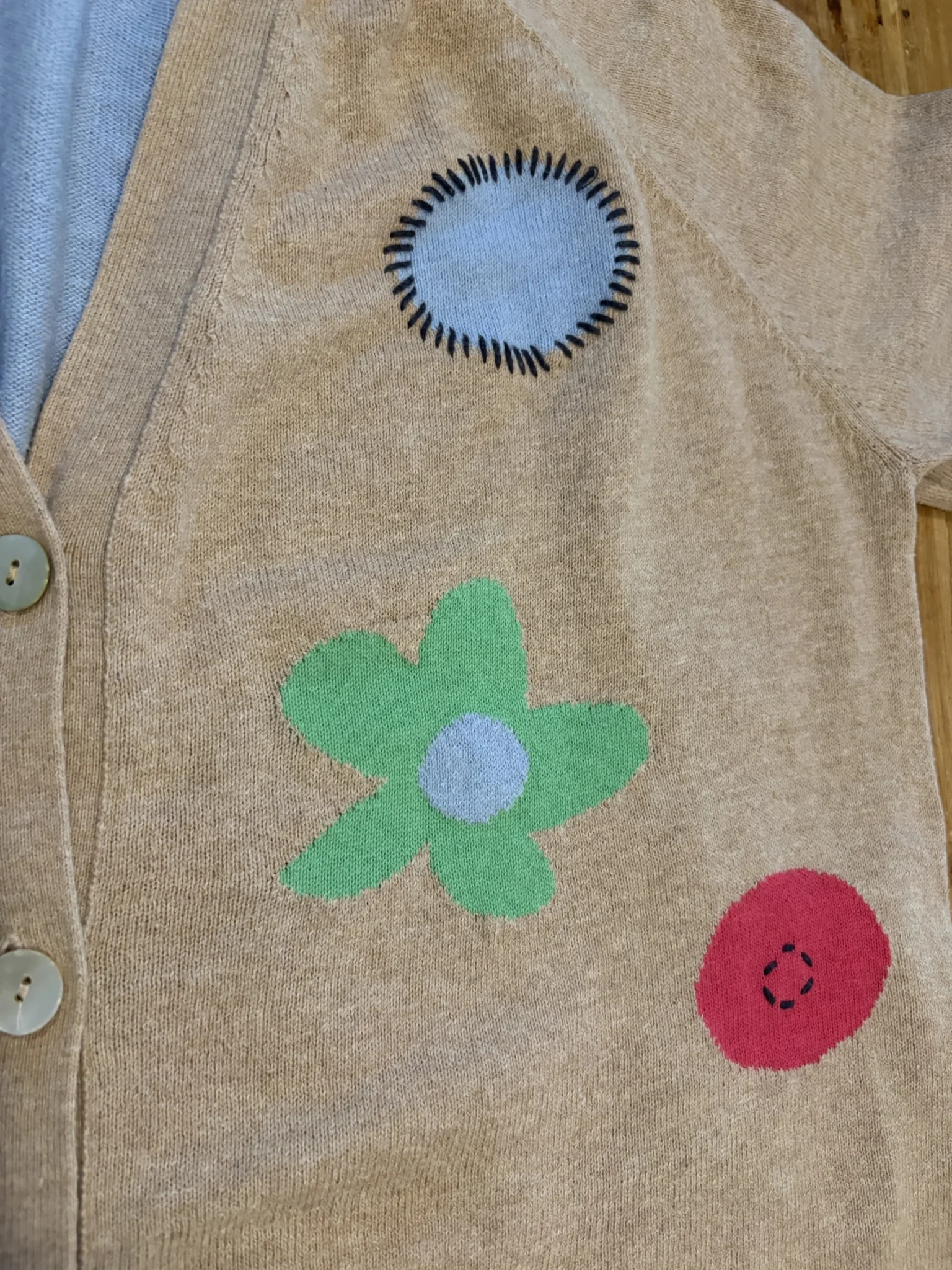 Image for Zaket & Plover – Flowers & Spots cotton-cashmere cardigan – Size L
