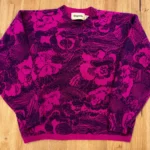 Featured thumbnail for Magnolia – Vintage floral jumper in fuchsia and plum – Lambswool and angora