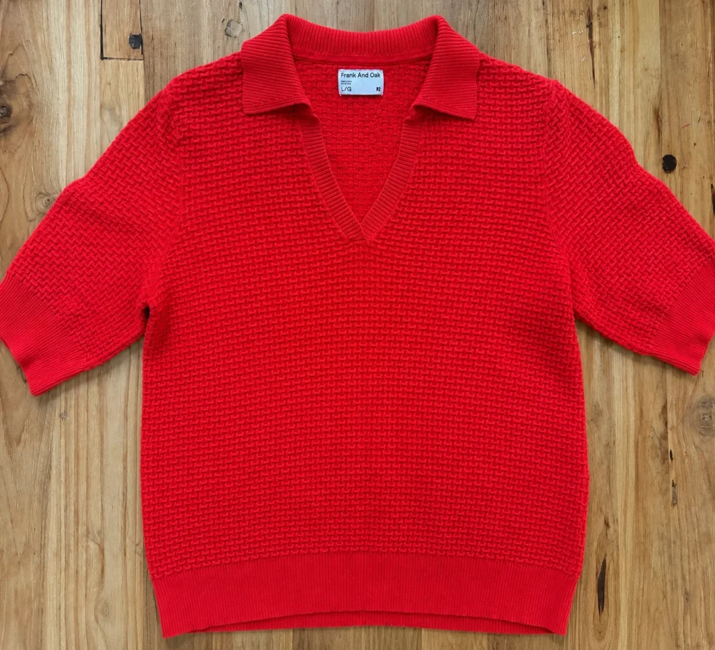 Featured image for Frank And Oak – Polo en maille texturée rouge corail – Taille L/G
