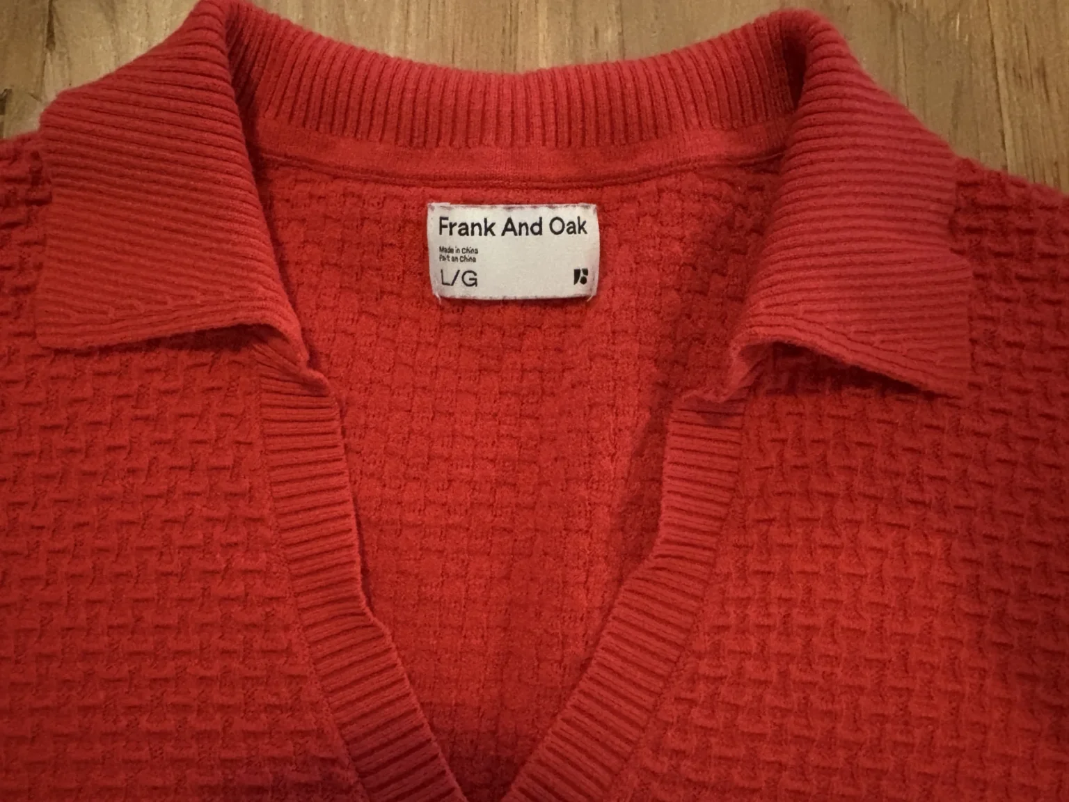 Image for Frank And Oak – Polo en maille texturée rouge corail – Taille L/G