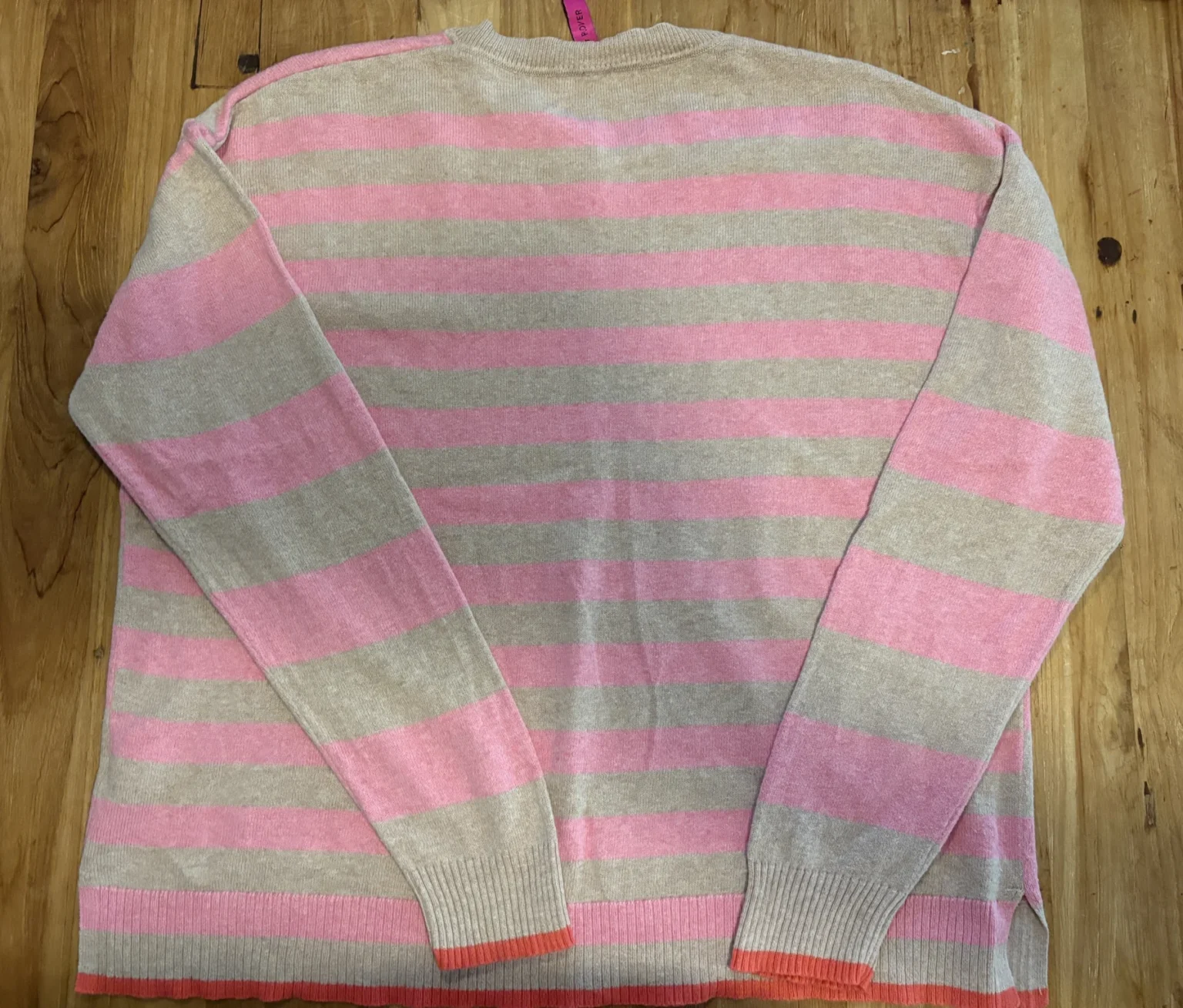 Image for Zaket et Plover – Chandail rayé rose et beige en coton-cachemire – Taille L