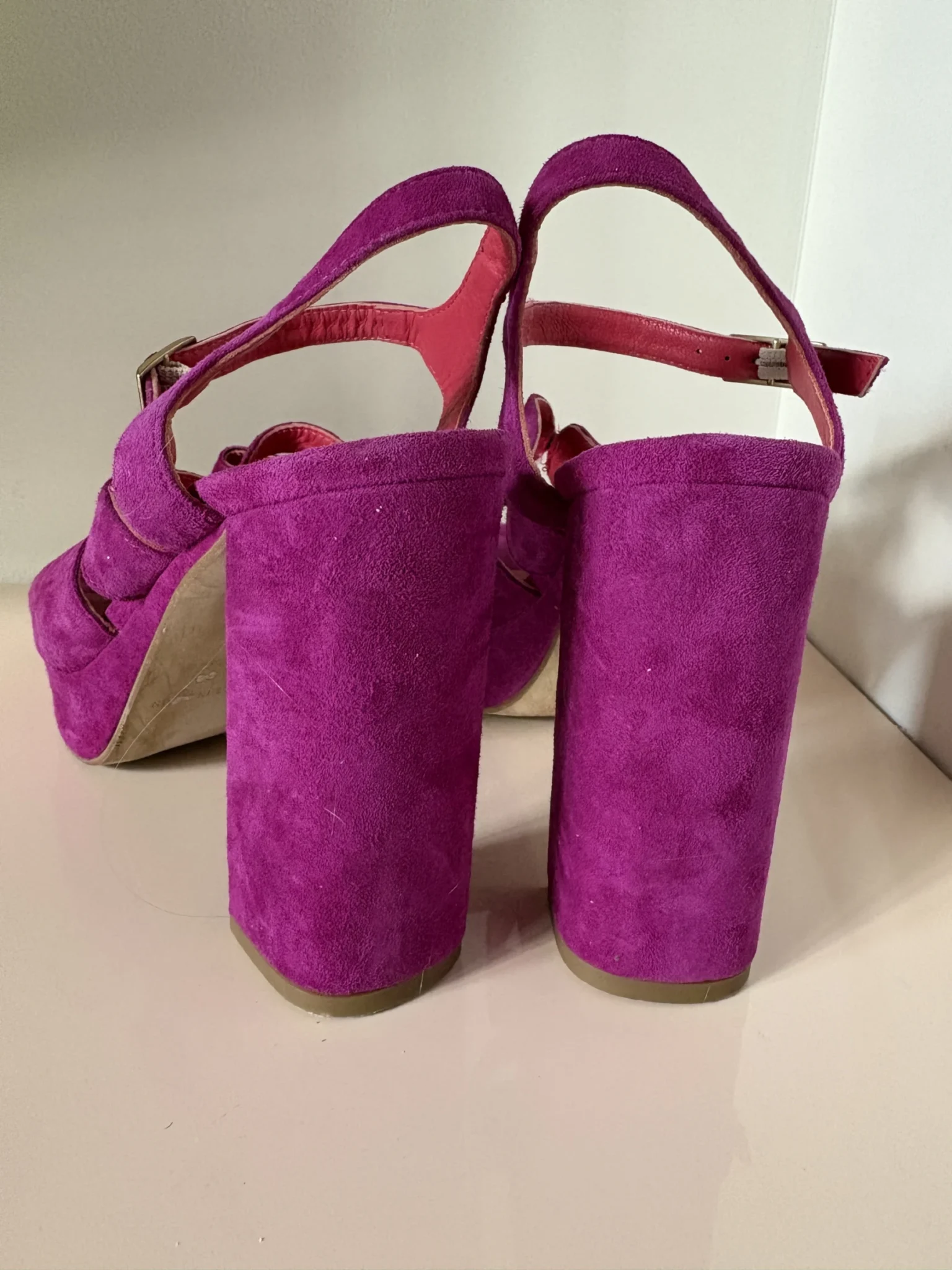 Image for Sandales plateforme fuchsia en suède – Taille 39 – Made in Spain