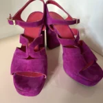 Thumbnail for Sandales plateforme fuchsia en suède – Taille 39 – Made in Spain
