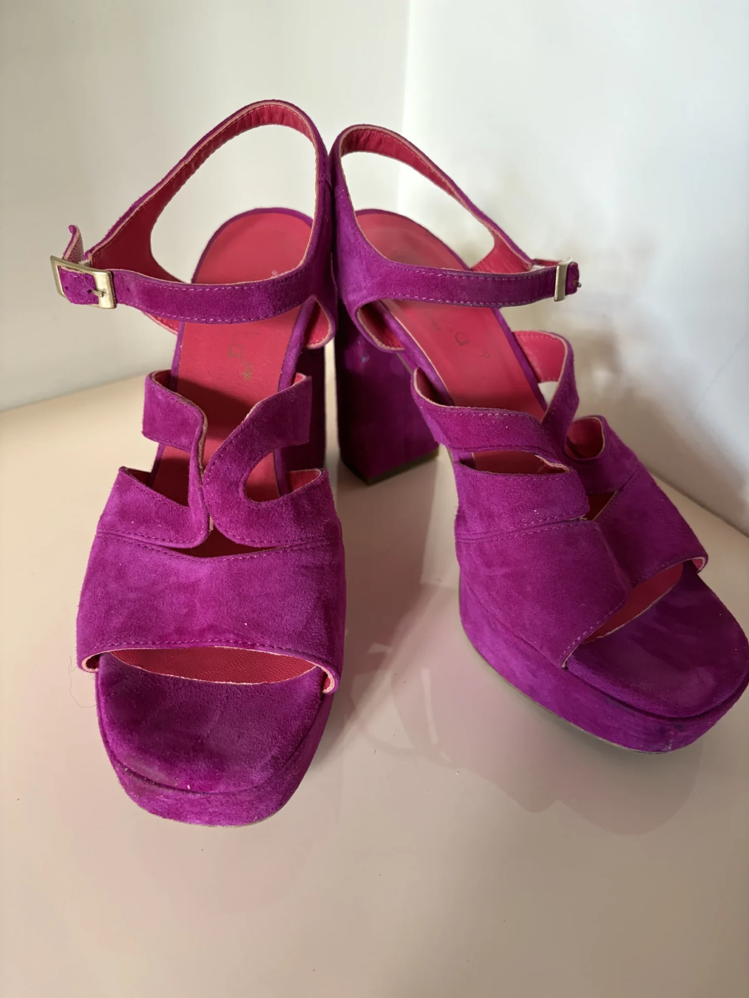 Image for Sandales plateforme fuchsia en suède – Taille 39 – Made in Spain