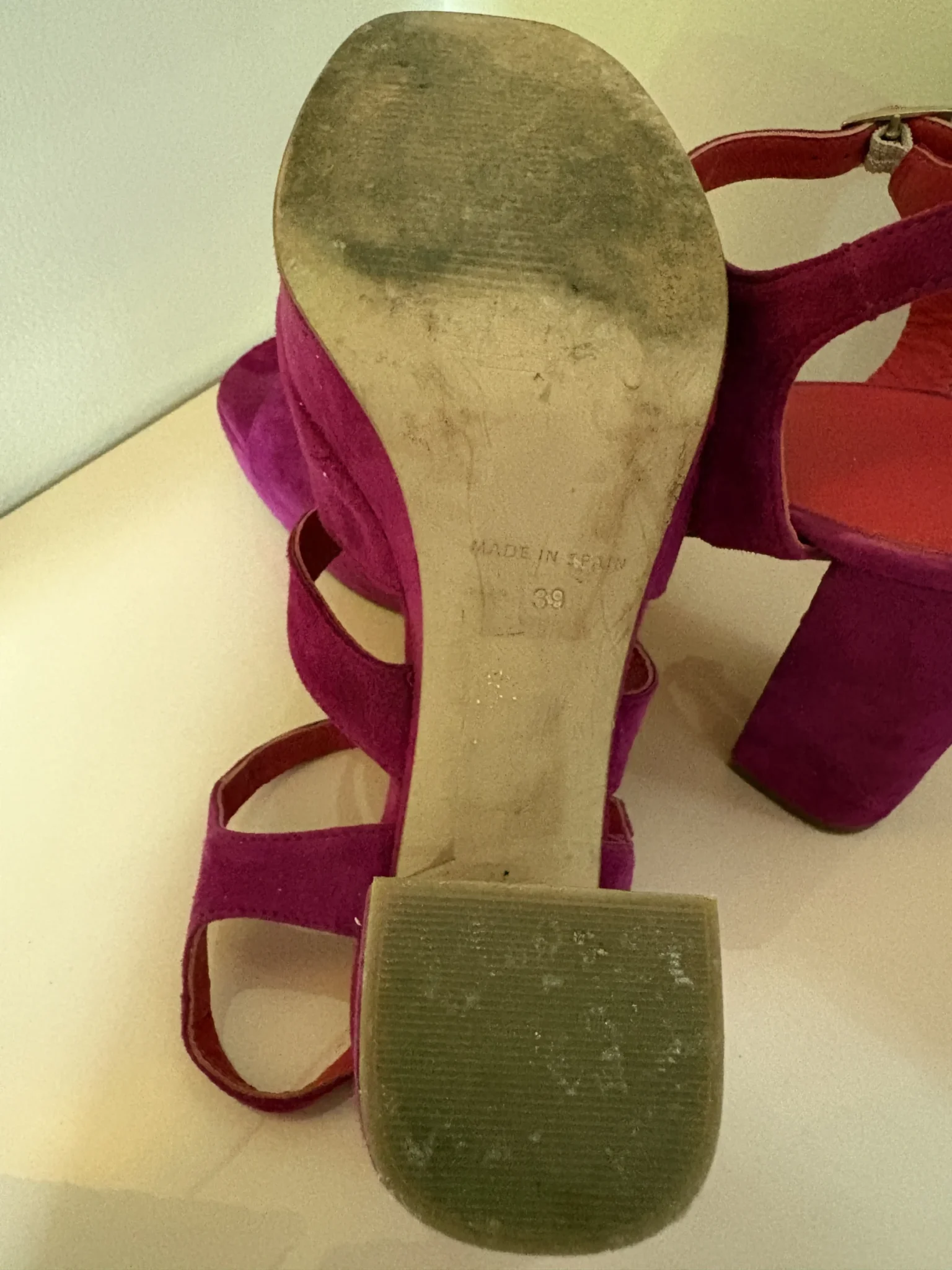 Image for Sandales plateforme fuchsia en suède – Taille 39 – Made in Spain