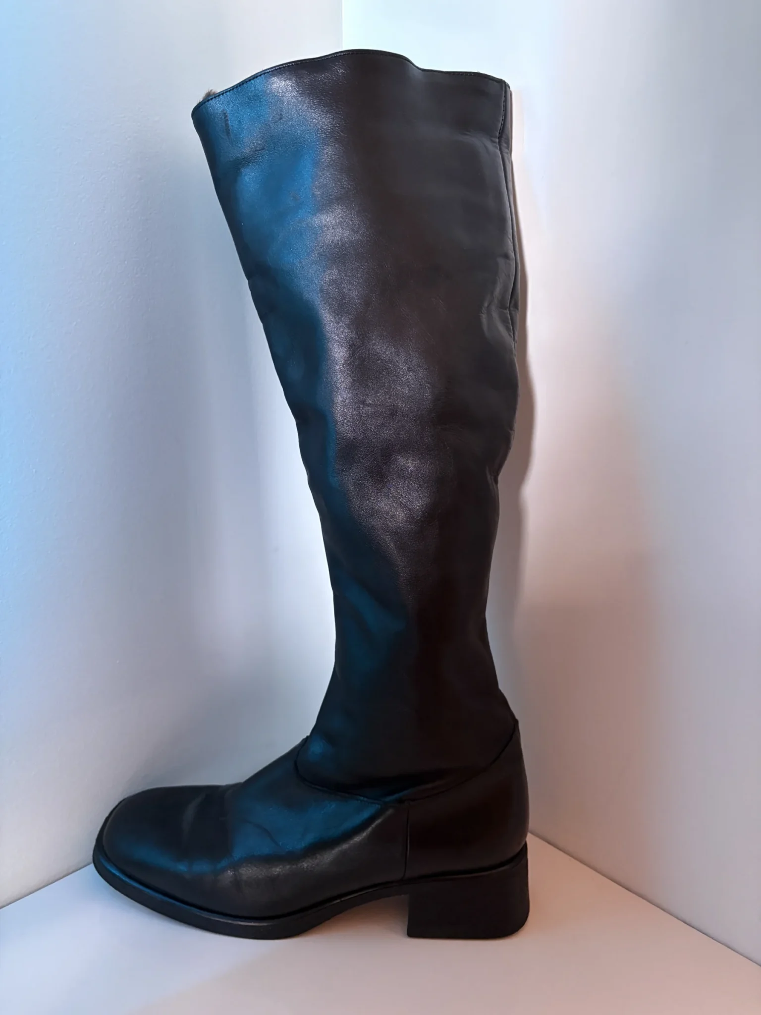 Featured image for Pertti Palmroth – Bottes hautes en cuir noir – Taille 10– Made in Finland