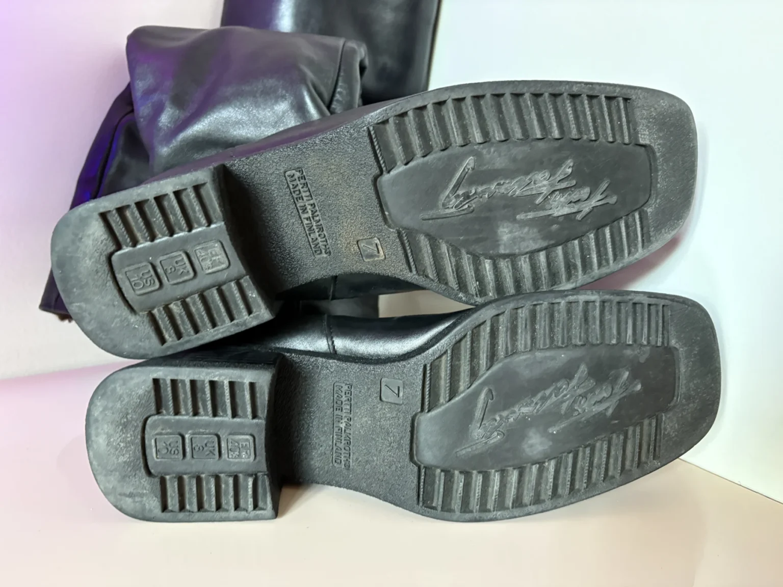 Image for Pertti Palmroth – Bottes hautes en cuir noir – Taille 10– Made in Finland