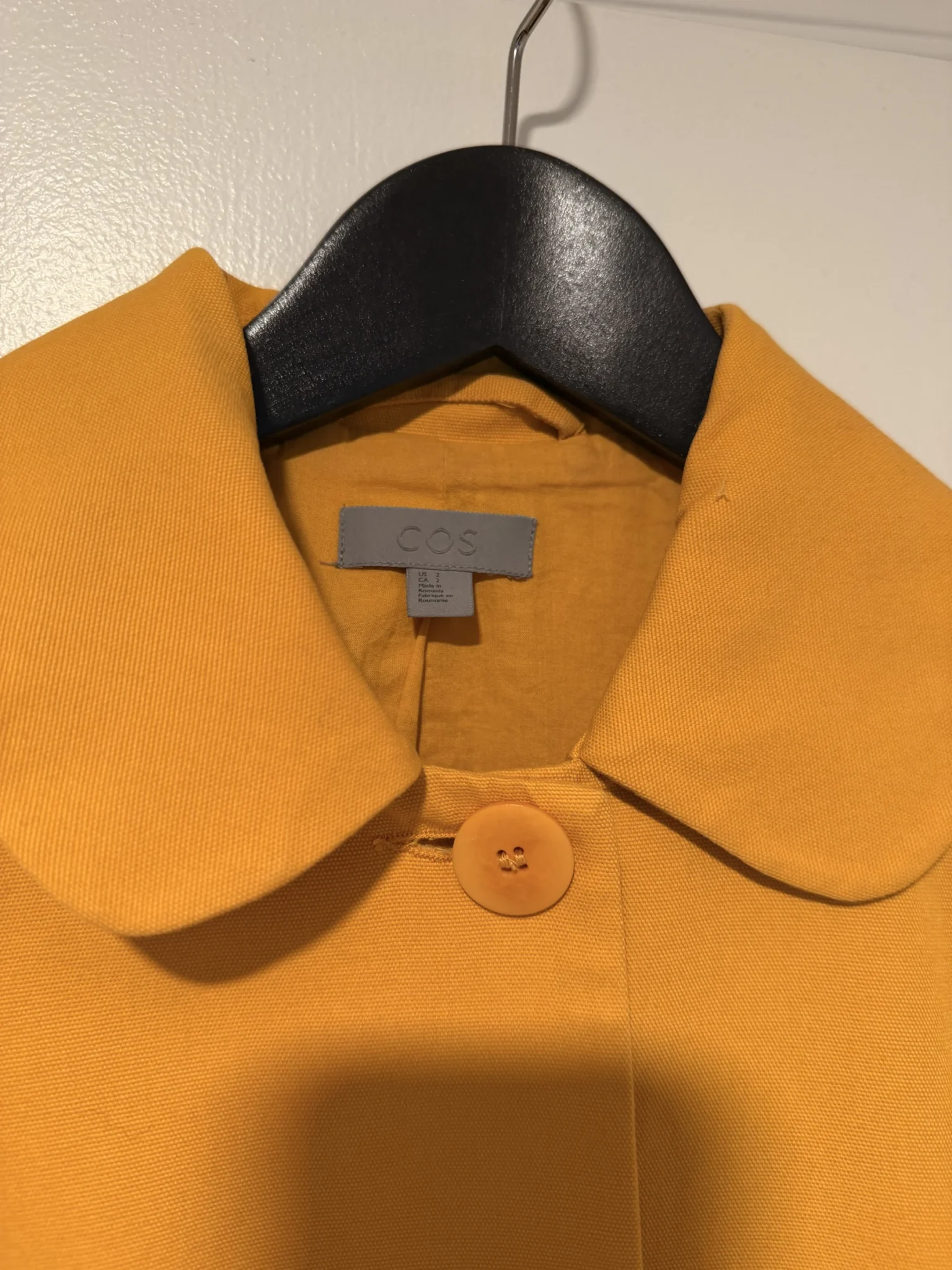 Image for Manteau col claudine COS jaune en coton