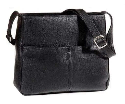 Sac à bandoulière en cuir grainé noir de Derek Alexander *Autre seconde main