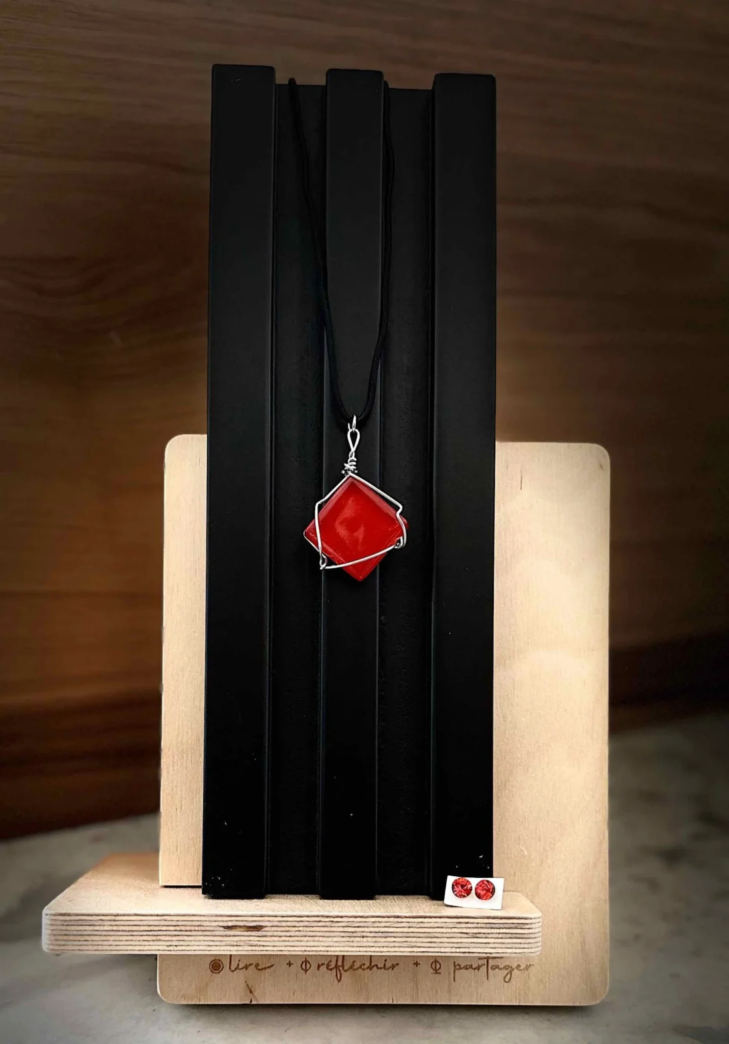 Image for Duo collier et boucles d'oreilles - rouge -