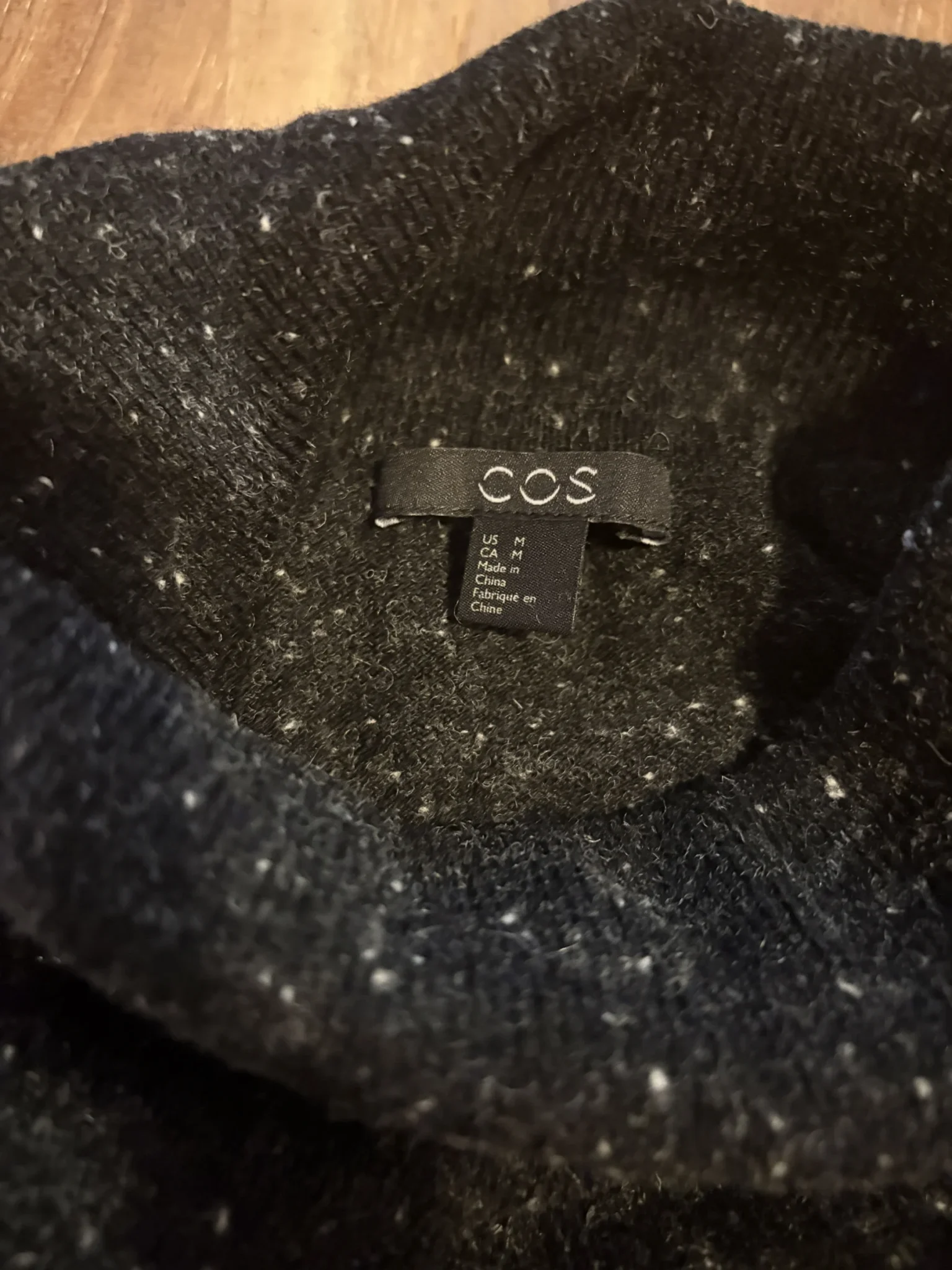 Image for COS – black speckled high-neck jumper, 100% wool