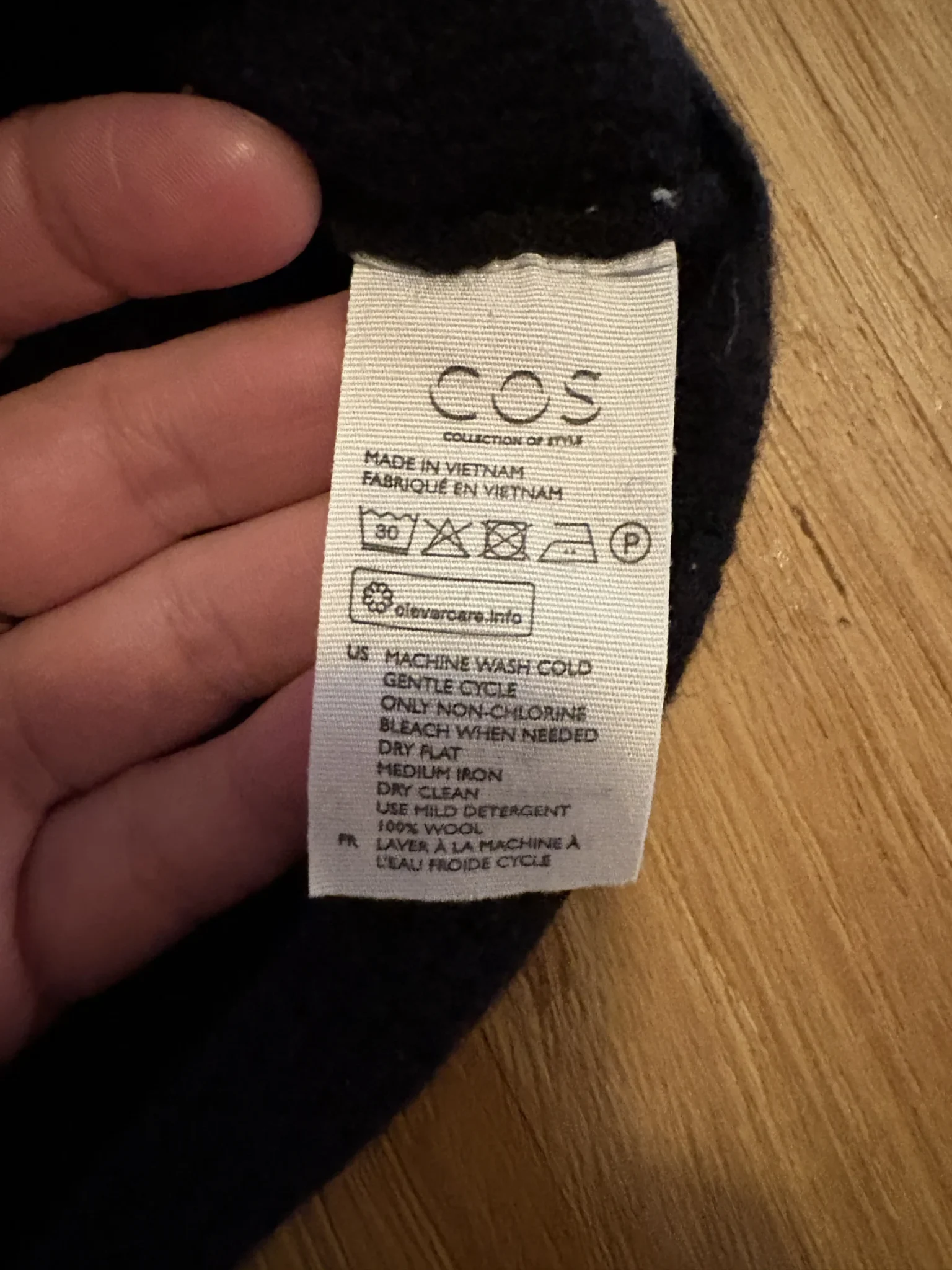 Image for Cos –  navy blue 100% wool jumper.