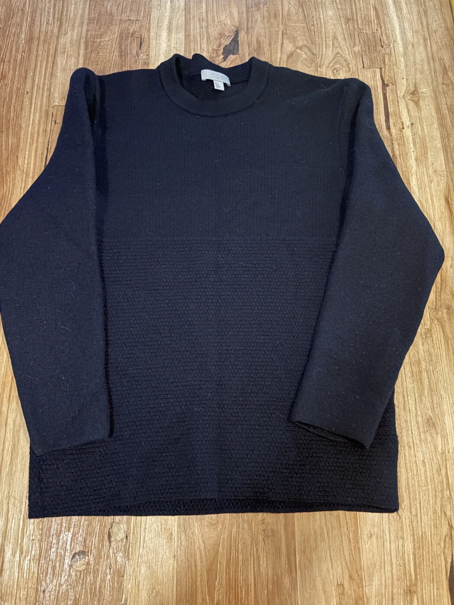 Image for Cos –  navy blue 100% wool jumper.