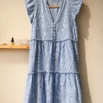 Featured thumbnail for Mélissa Nepton - robe rayée bleu et blanc en lin et coton