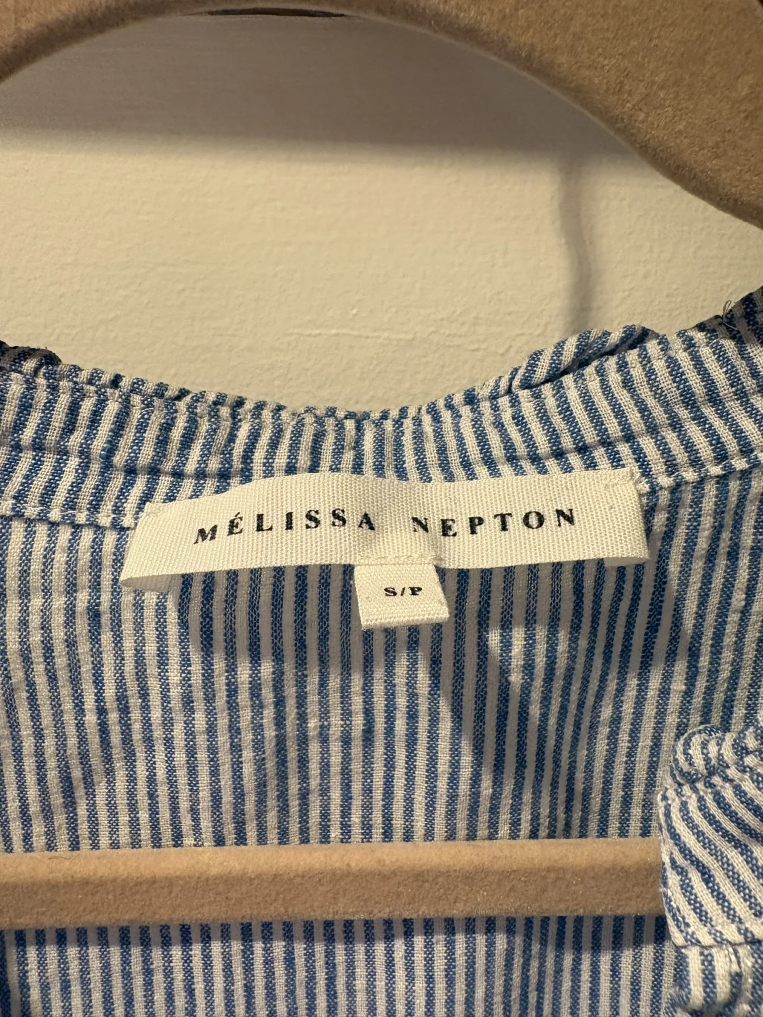 Image for Mélissa Nepton - robe rayée bleu et blanc en lin et coton