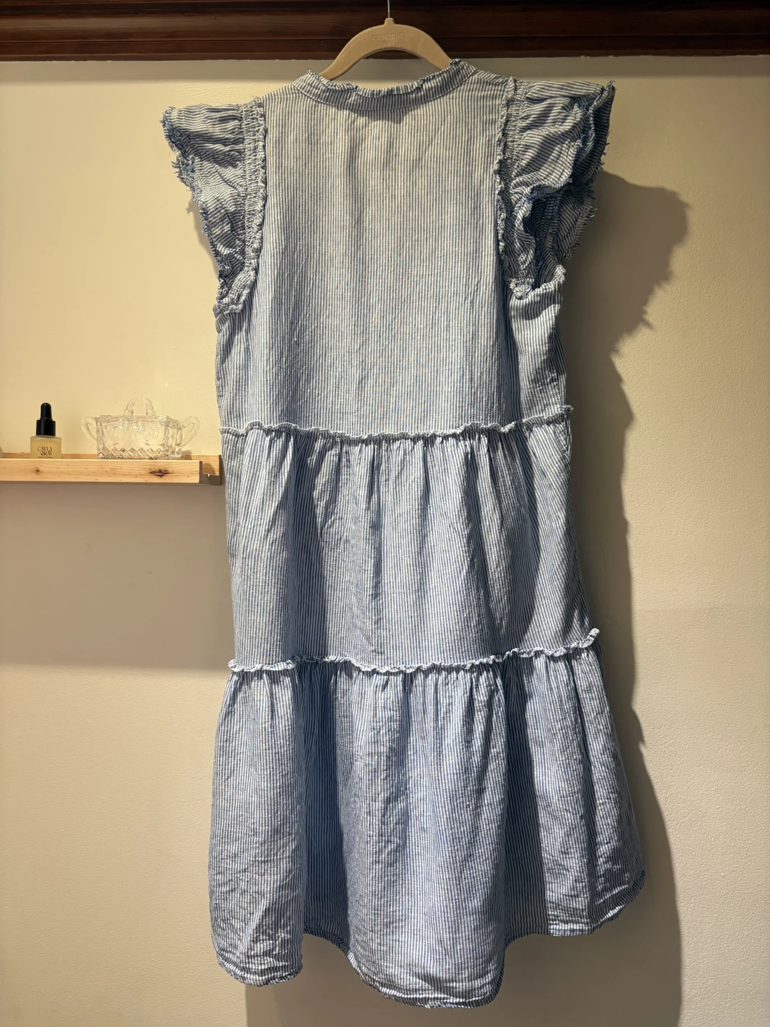 Image for Mélissa Nepton - robe rayée bleu et blanc en lin et coton