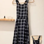 Featured thumbnail for HYFVE maxi dress, size M, very dark navy blue with a white checked pattern