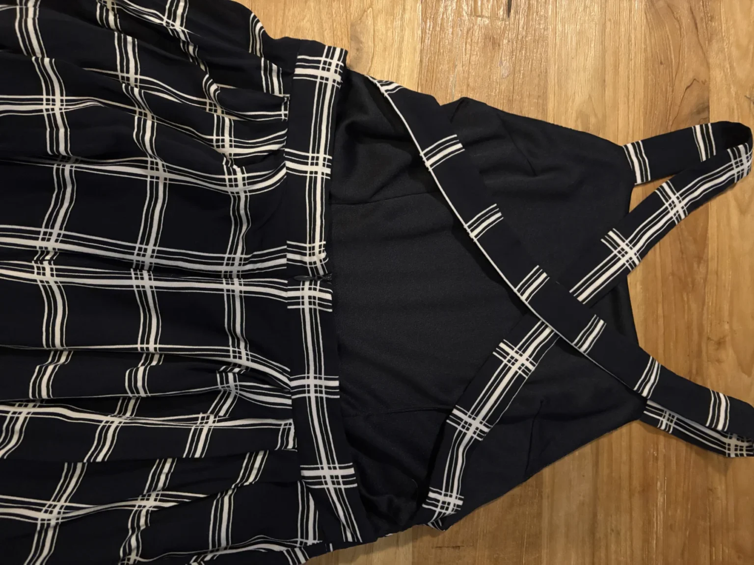 Image for HYFVE maxi dress, size M, very dark navy blue with a white checked pattern