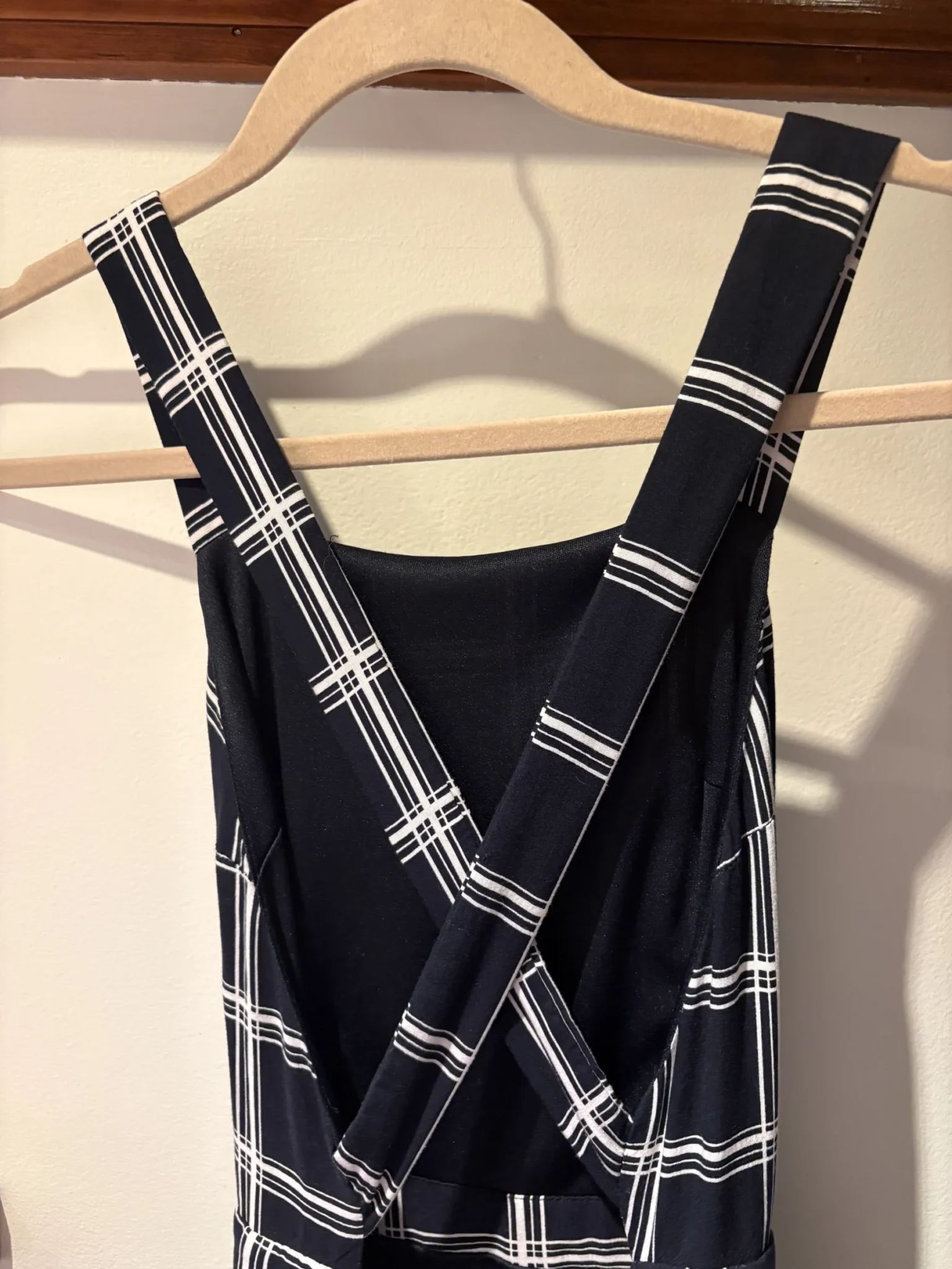 Image for HYFVE maxi dress, size M, very dark navy blue with a white checked pattern
