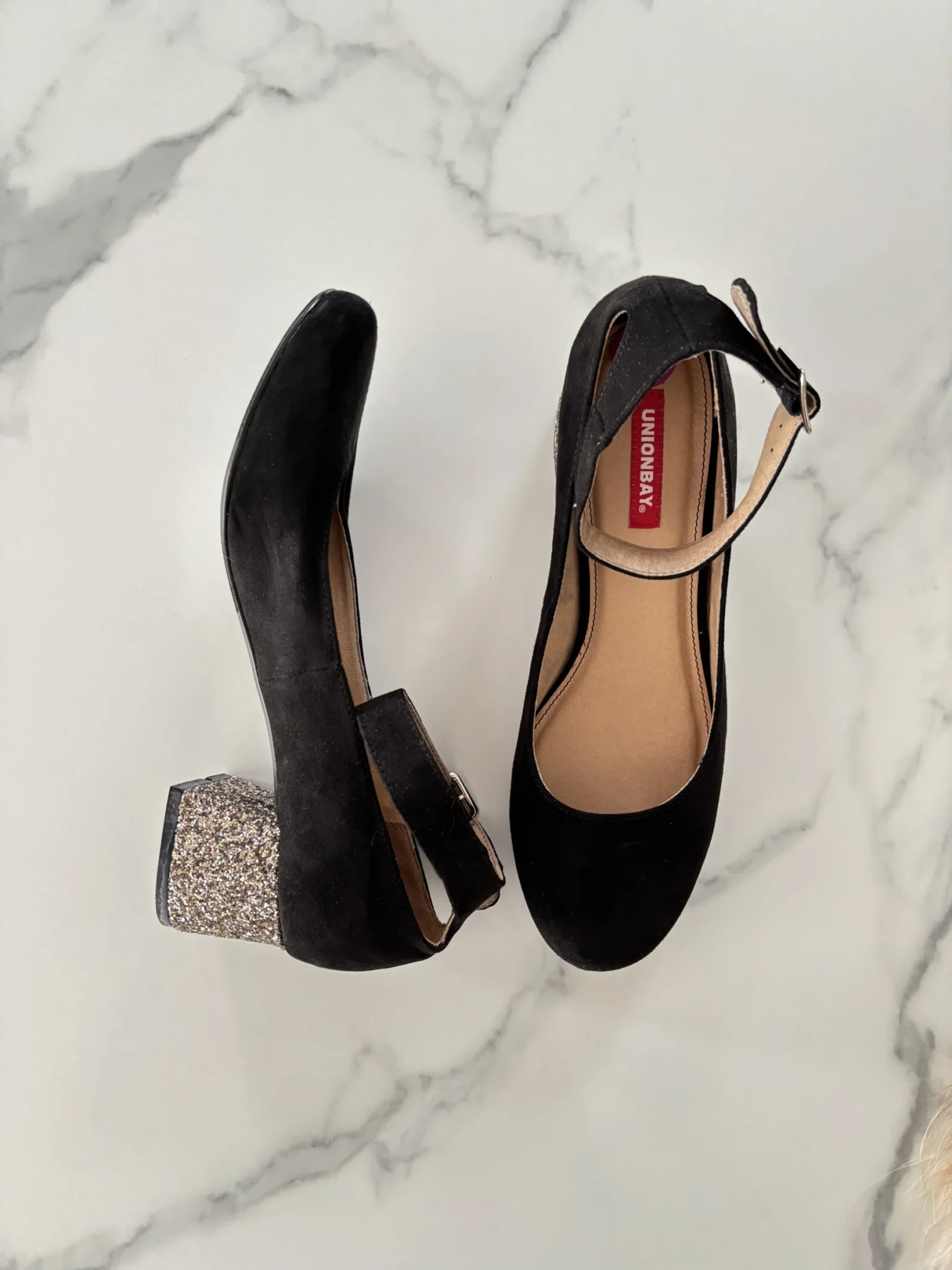 Featured image for Shiny block-heel pumps