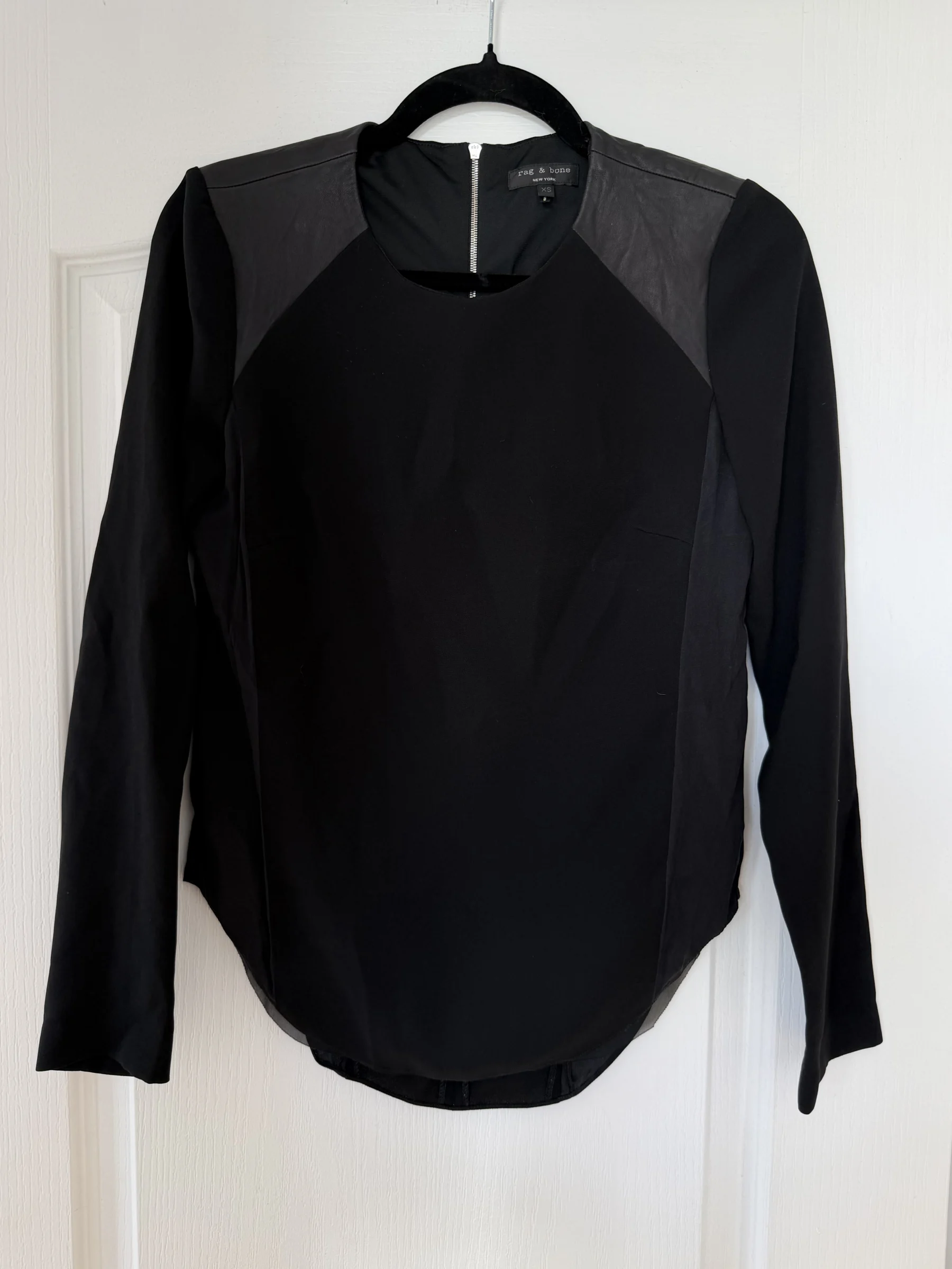 Blouse Rag and Bone taille XS en cuir et soie noir Rag and Bone seconde main
