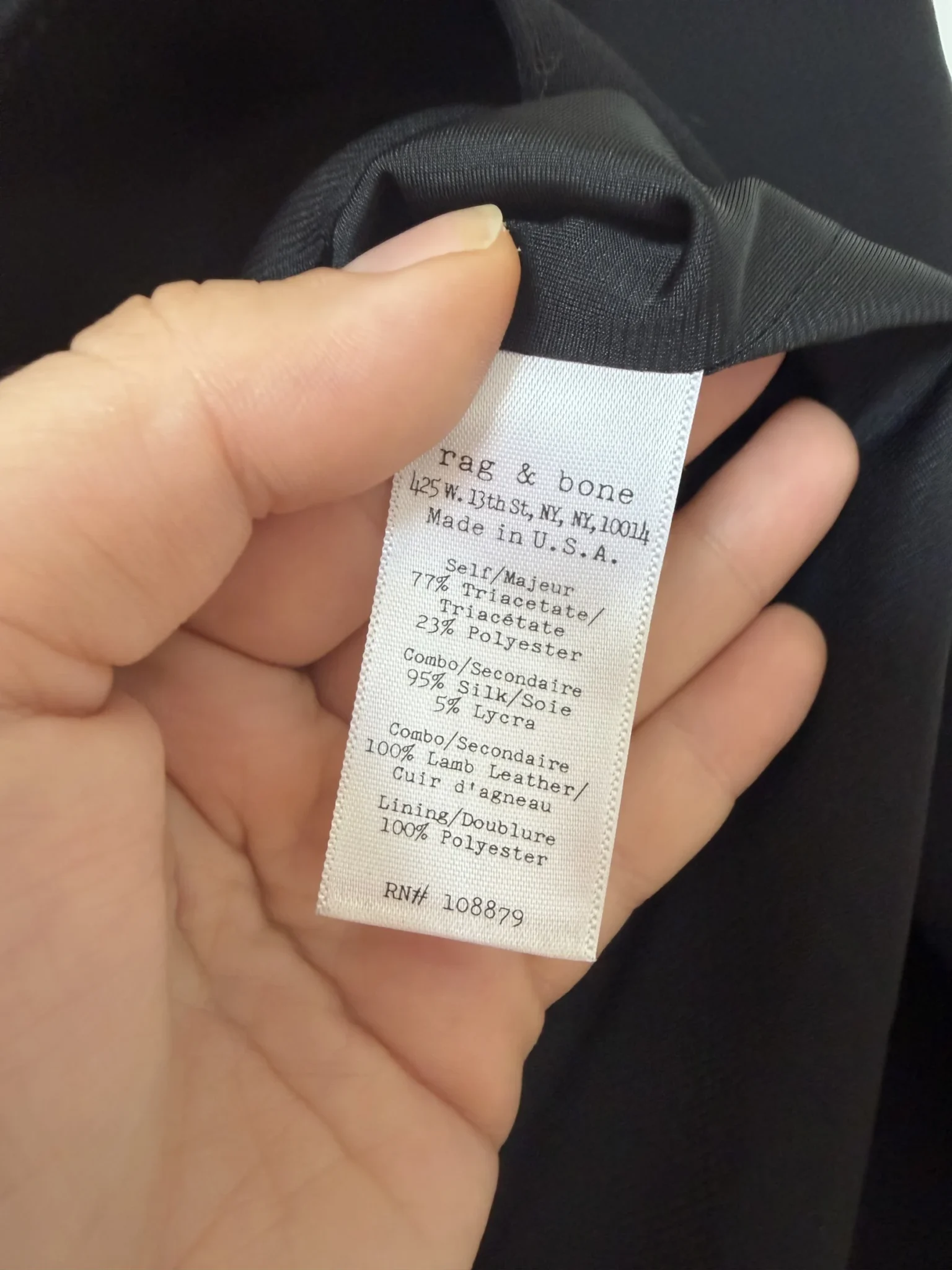 Image for Blouse Rag and Bone taille XS en cuir et soie noir