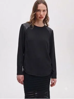 Image for Blouse Rag and Bone taille XS en cuir et soie noir